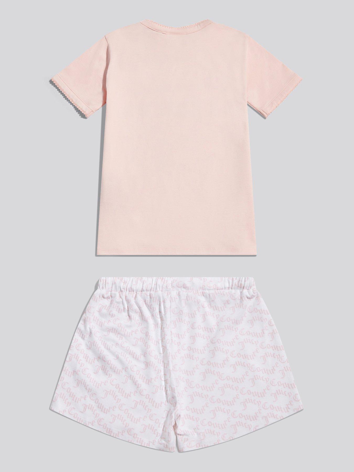 Image 2 of 3 of Juicy Couture Girls Glitter Slogan Tee Shorts Pyjama Set - Pink