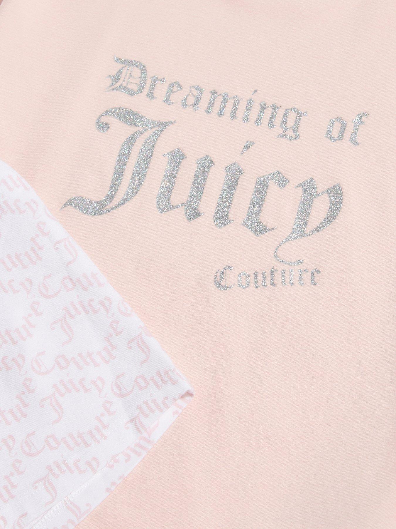 Image 3 of 3 of Juicy Couture Girls Glitter Slogan Tee Shorts Pyjama Set - Pink