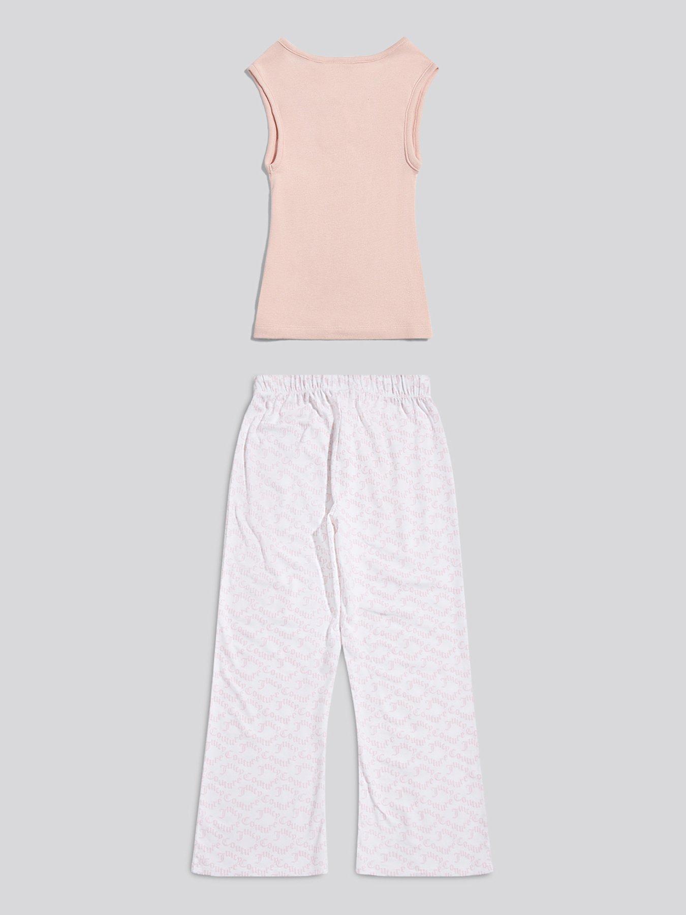 Image 2 of 4 of Juicy Couture Girls Ribbed Wide Leg Pyjamas - Pink