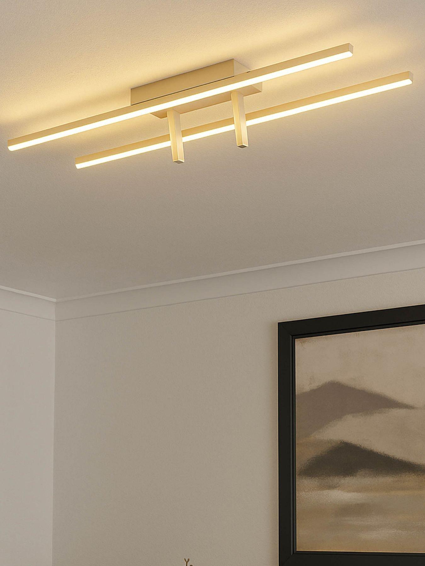 Image 1 of 4 of Eglo EGLO Trepiliano Aluminium &amp; Steel Modern LED Linear Ceiling Light, Sandy