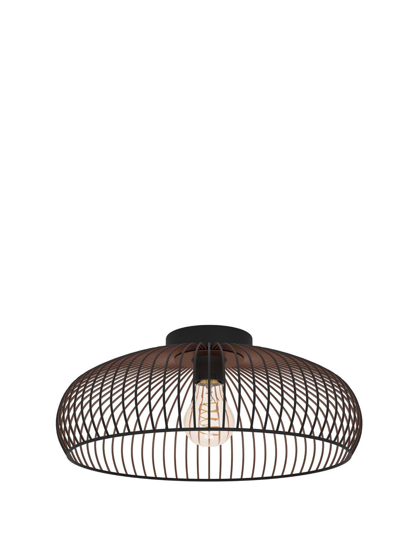 Image 2 of 5 of Eglo EGLO Almanzora Industrial Wire Frame Ceiling Light, Black &amp; Copper