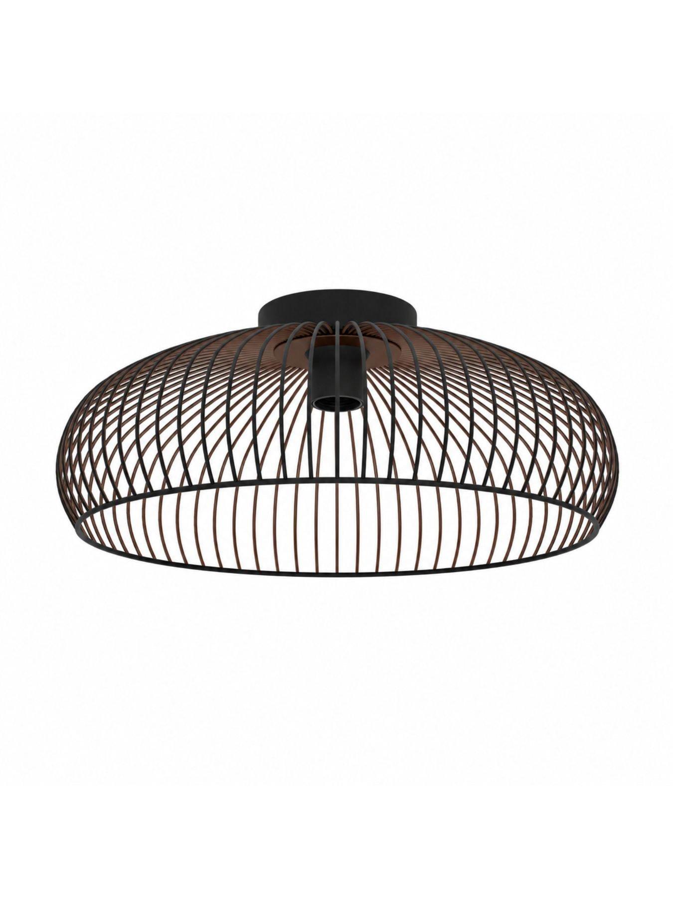 Image 3 of 5 of Eglo EGLO Almanzora Industrial Wire Frame Ceiling Light, Black &amp; Copper
