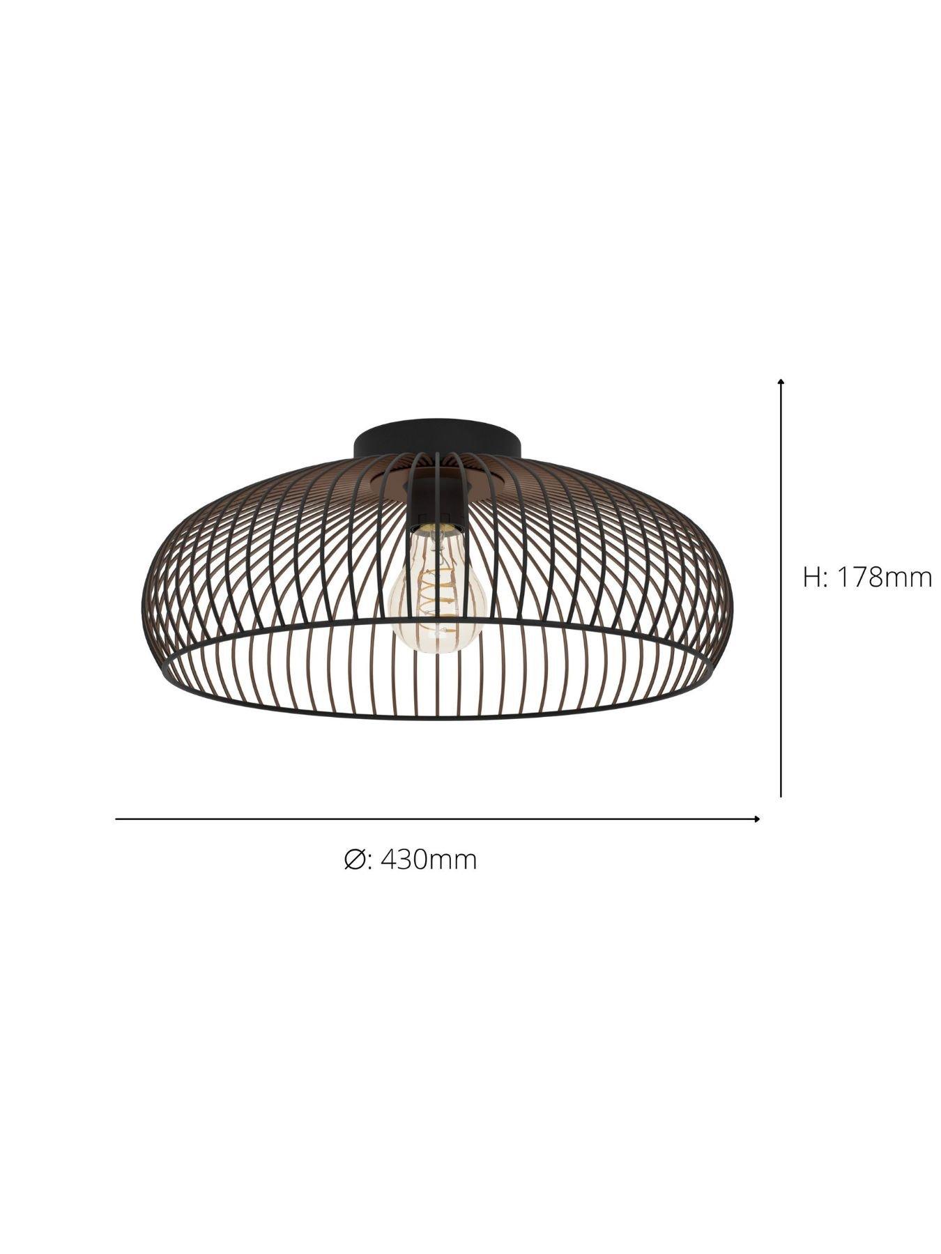 Image 4 of 5 of Eglo EGLO Almanzora Industrial Wire Frame Ceiling Light, Black &amp; Copper
