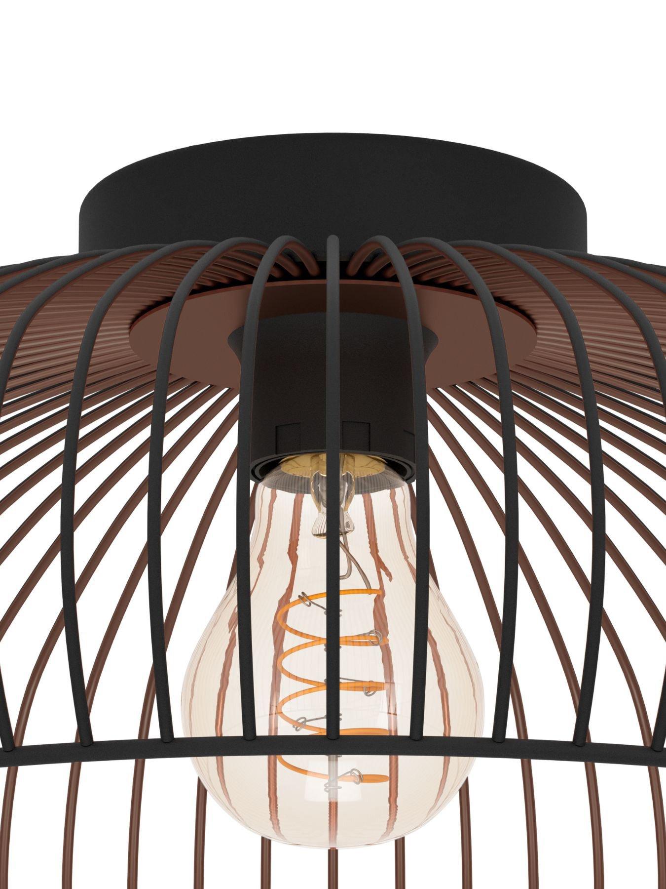 Image 5 of 5 of Eglo EGLO Almanzora Industrial Wire Frame Ceiling Light, Black &amp; Copper