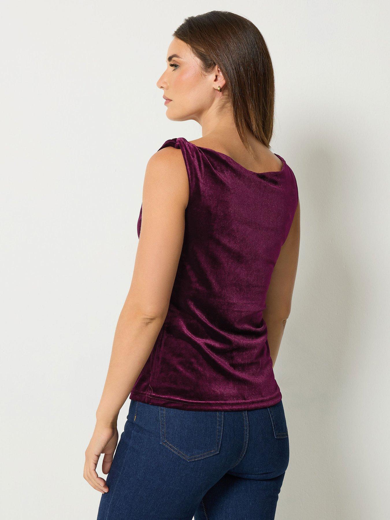 Image 2 of 4 of Long Tall Sally Tall Velvet Twist Cowl Top