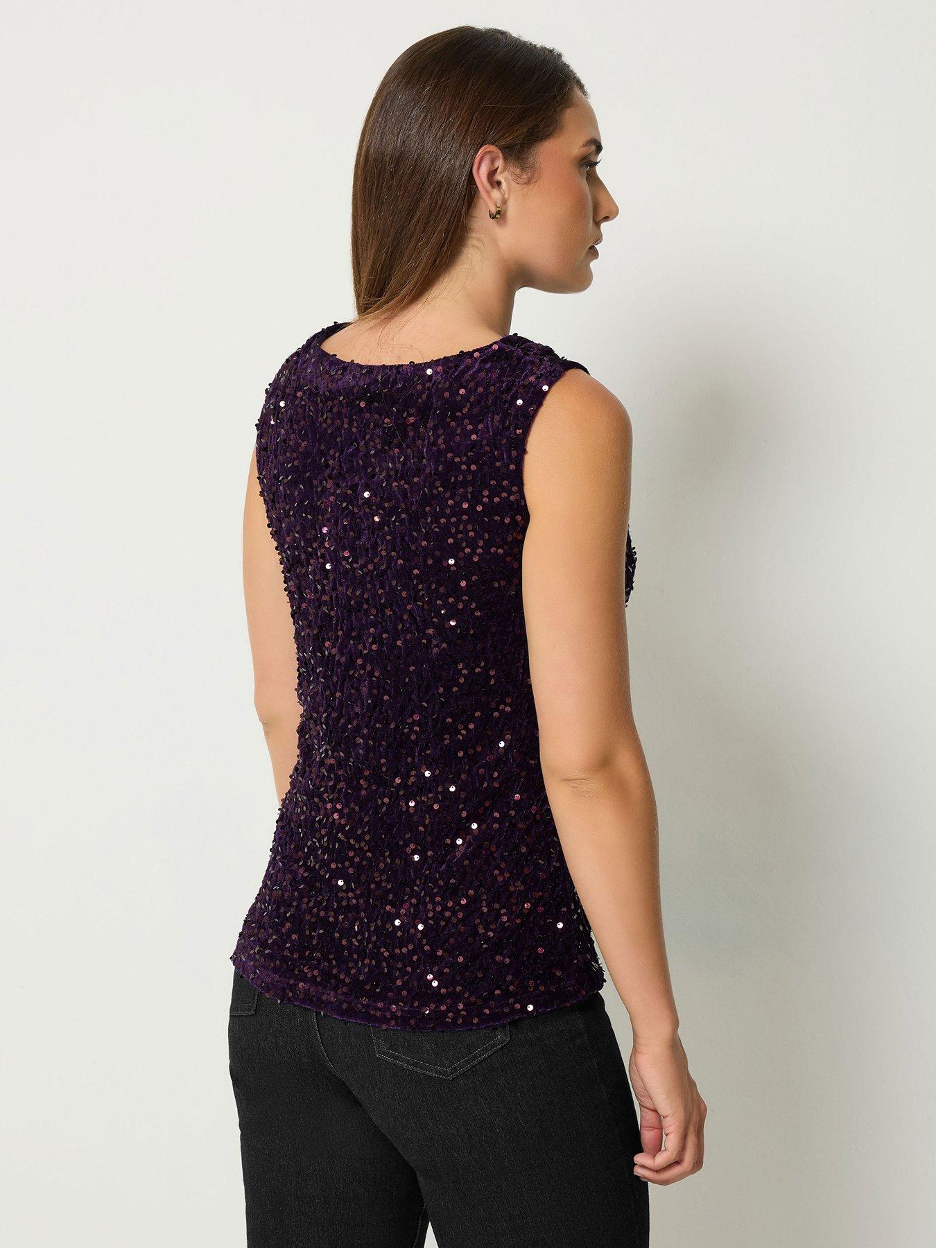Image 2 of 4 of Long Tall Sally Tall Sequin Velvet Twist Cowl Top