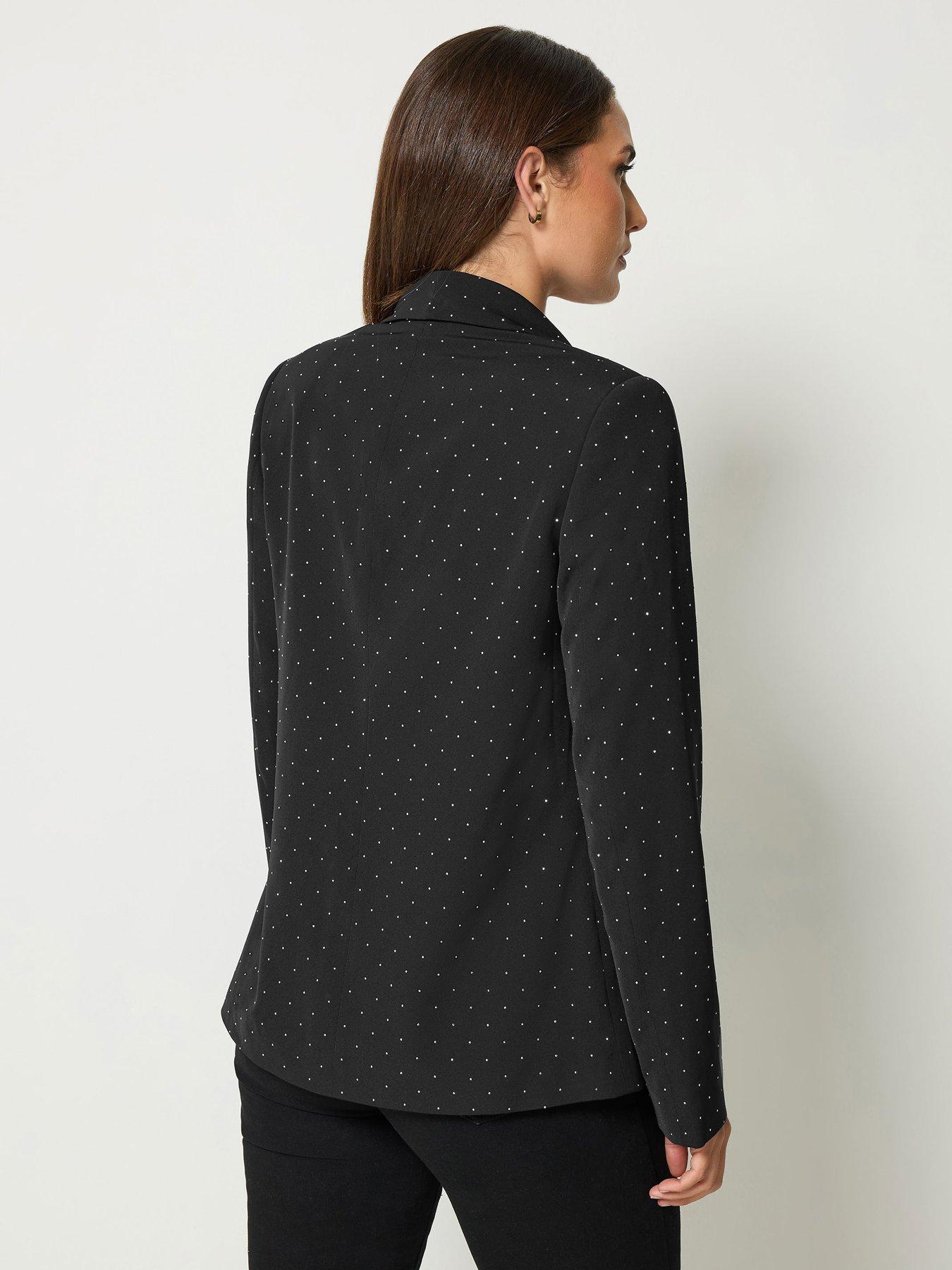 Image 2 of 4 of Long Tall Sally Womens Tall Stud Detail Open Front Blazer - Black