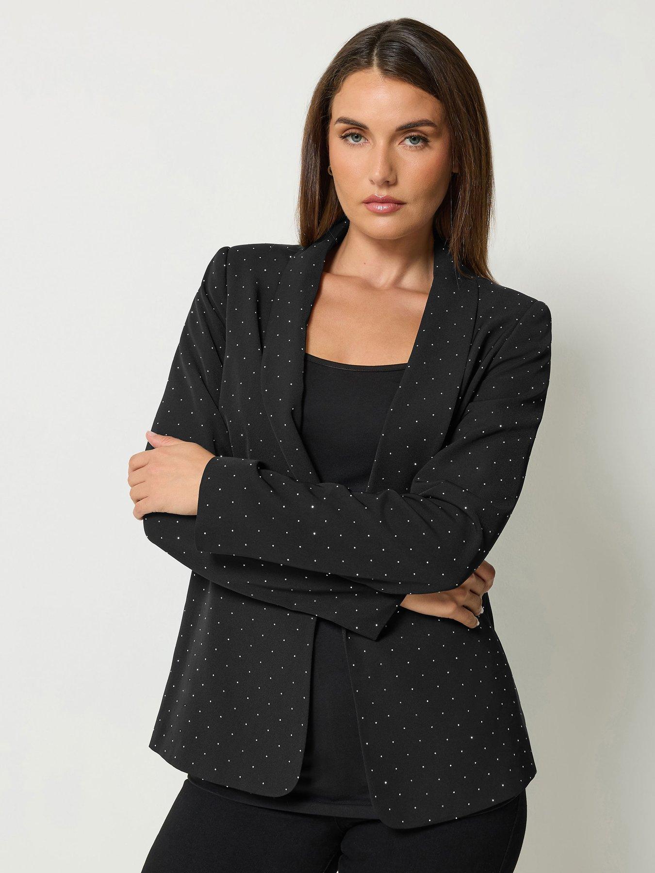 Image 4 of 4 of Long Tall Sally Womens Tall Stud Detail Open Front Blazer - Black