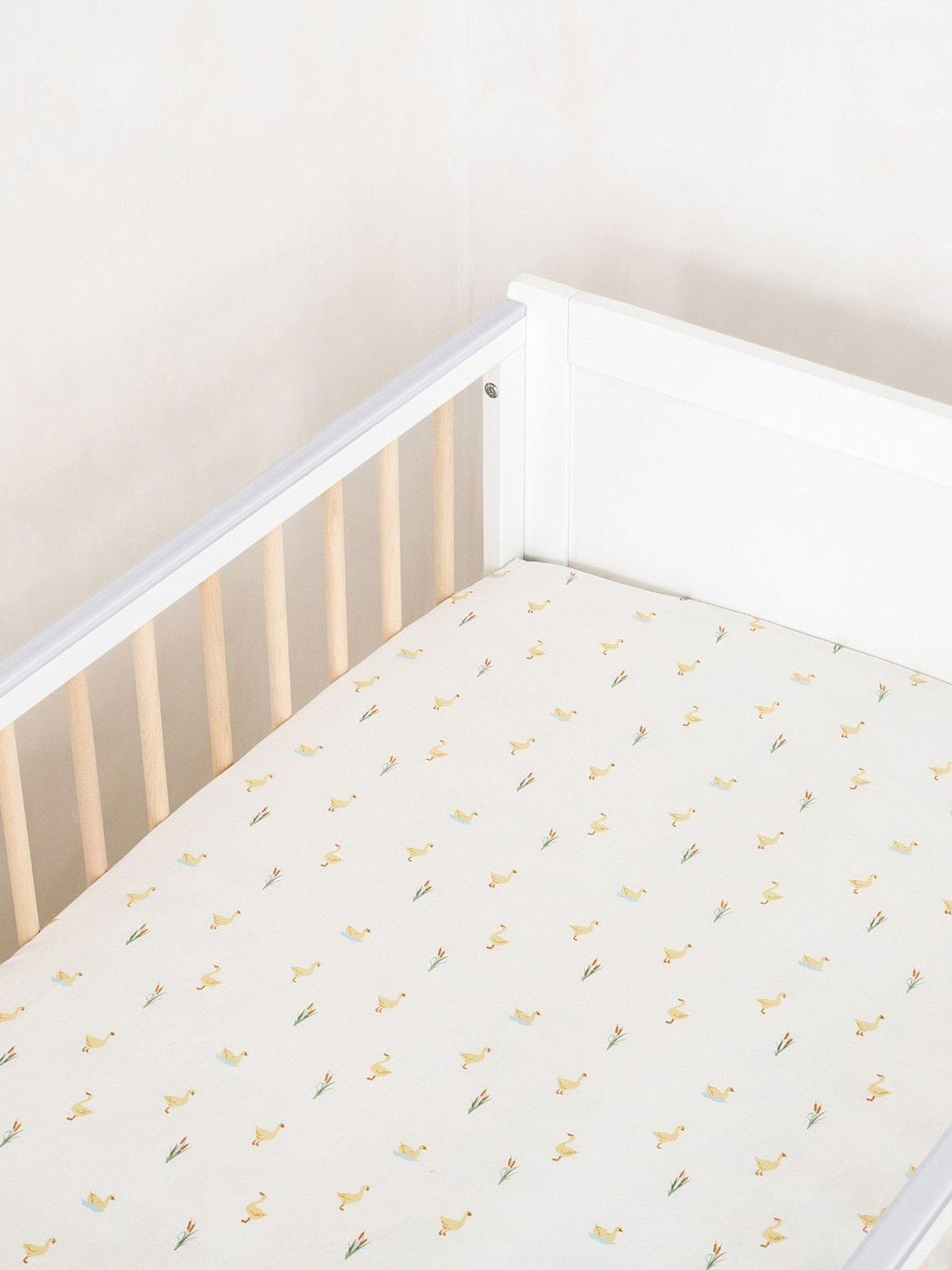 Image 1 of 4 of Clair De Lune 2 Pack Cot Bed Sheets and Cot Bed Mattress Protector - Duckling