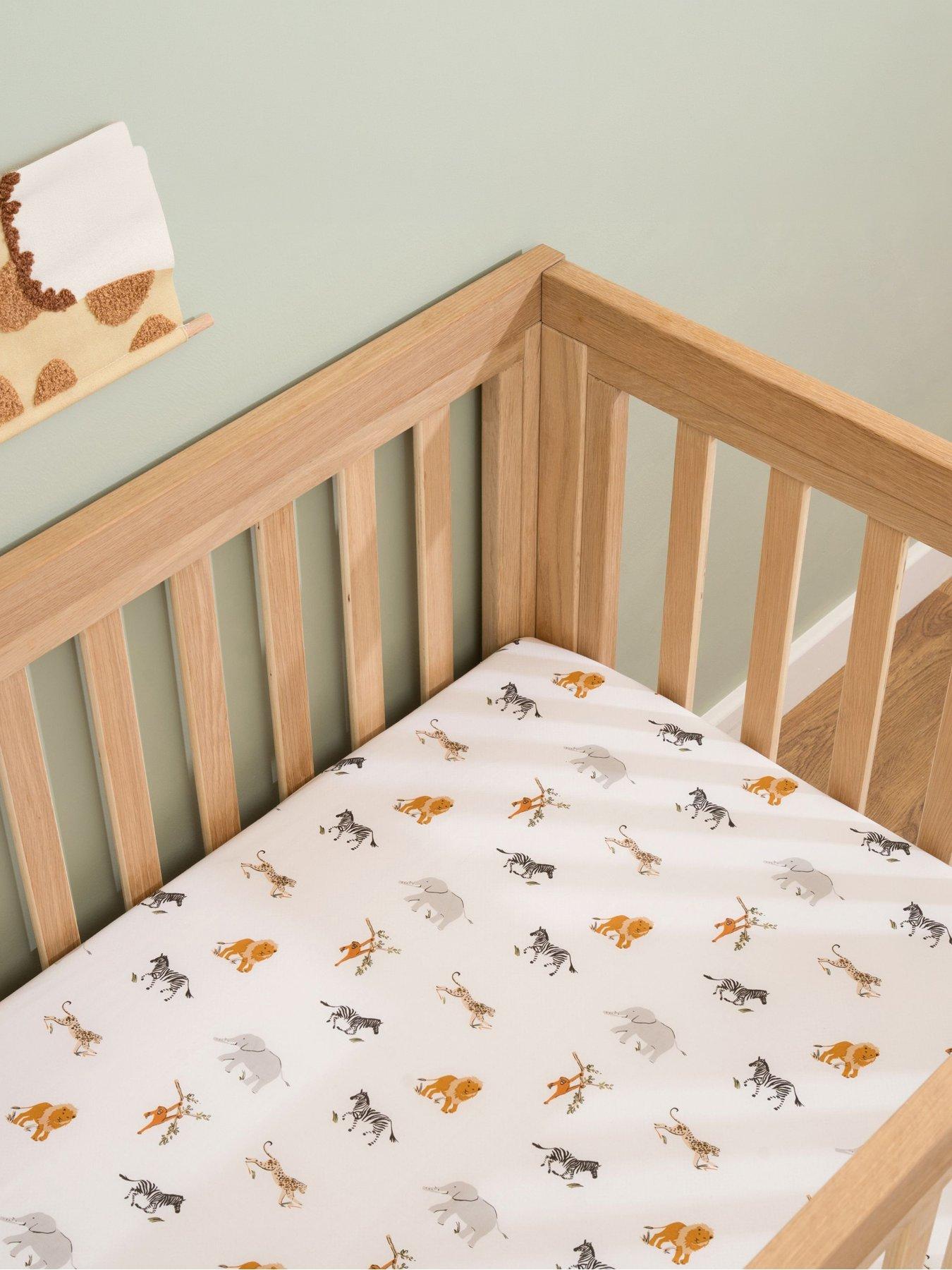 Image 1 of 5 of Clair De Lune 2 Pack Cot Bed Sheets and Cot Bed Mattress Protector - Jungle
