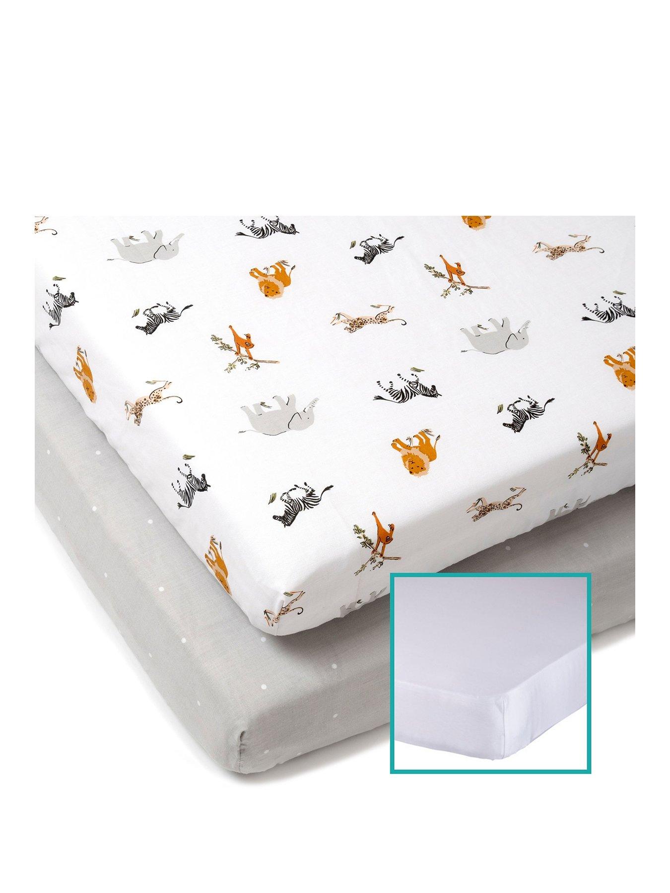 Image 2 of 5 of Clair De Lune 2 Pack Cot Bed Sheets and Cot Bed Mattress Protector - Jungle