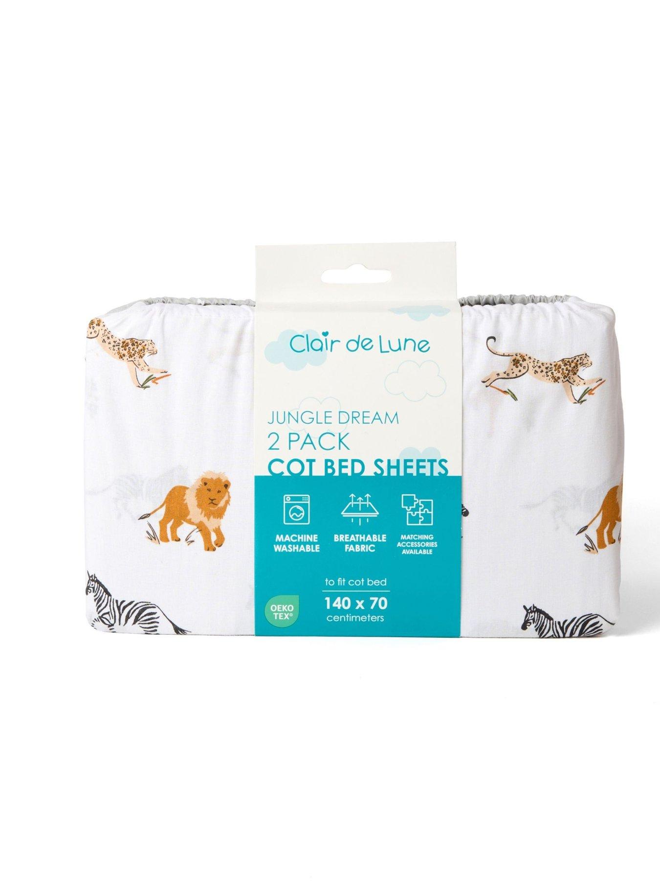 Image 5 of 5 of Clair De Lune 2 Pack Cot Bed Sheets and Cot Bed Mattress Protector - Jungle