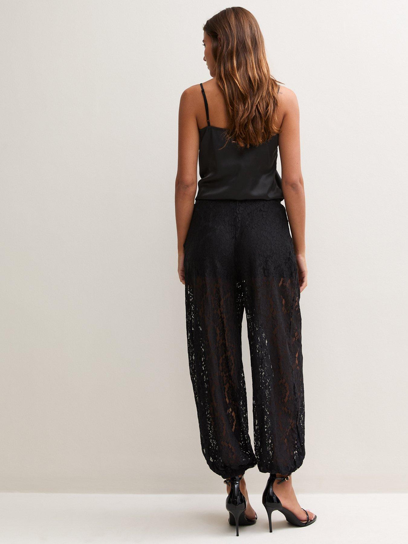 Image 2 of 6 of New Look Womens Stretch Lined Lace Cuffed Trousers - Black