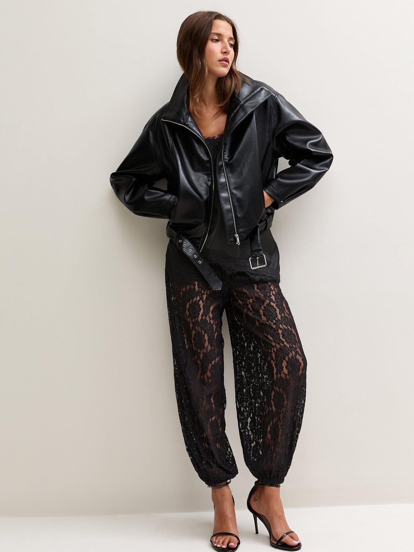 Image 3 of 6 of New Look Womens Stretch Lined Lace Cuffed Trousers - Black