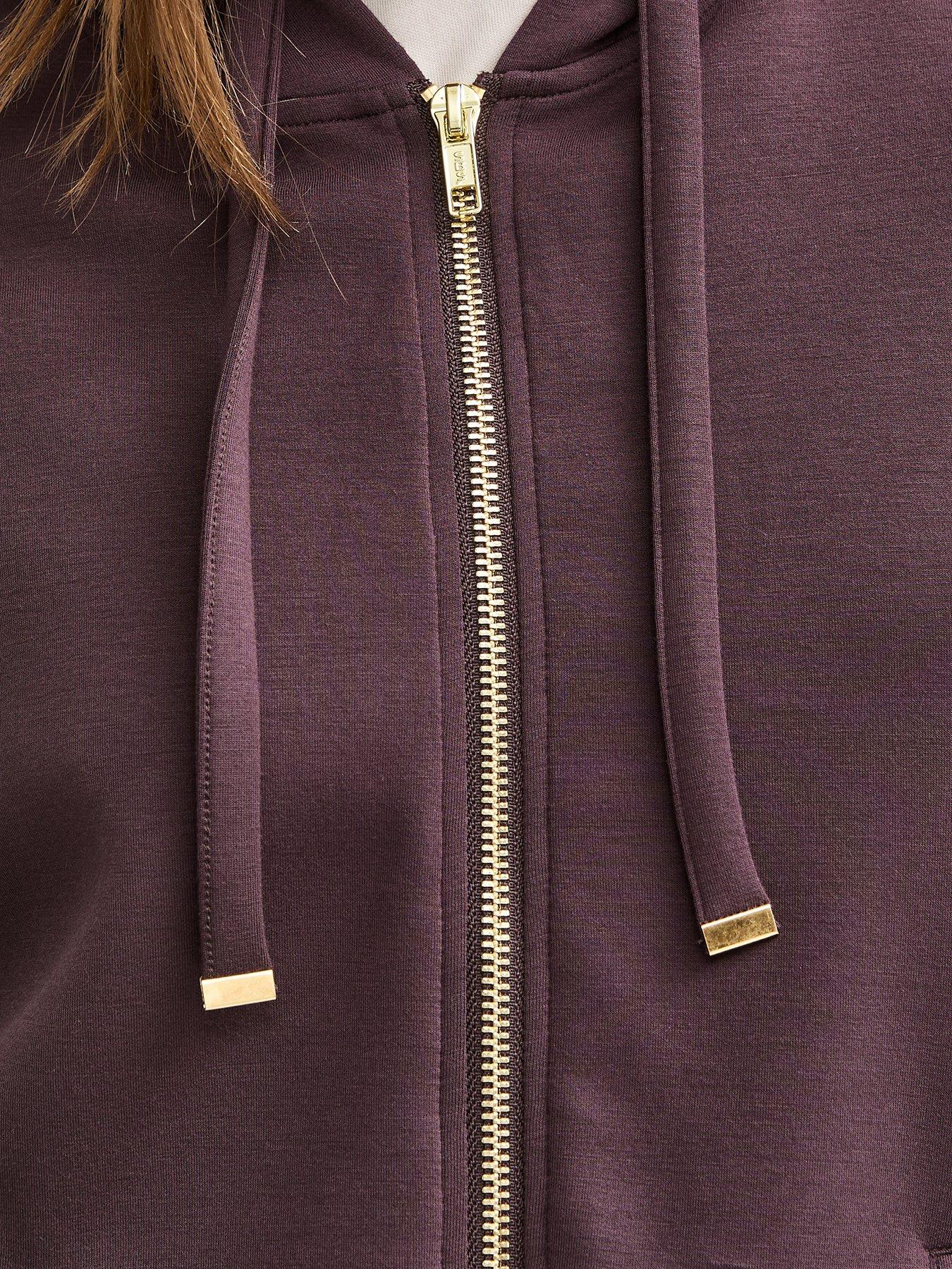 Image 4 of 4 of New Look Premium Dark Burgundy Drawstring Hem Zip Up Co-ord Hoodie