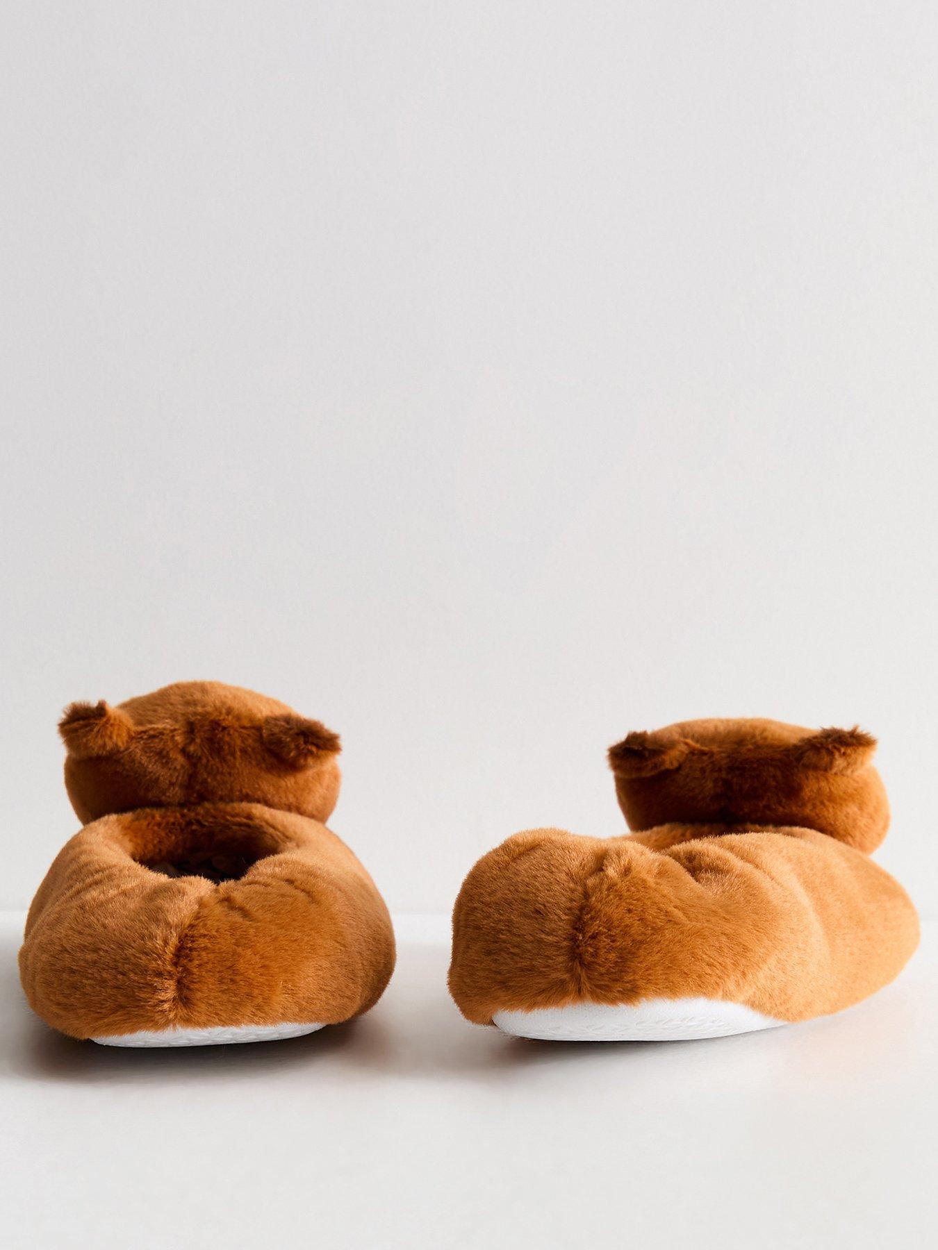 Image 3 of 5 of New Look 915 Girls Faux Fur Capybara Slip-On Slippers - Light Brown