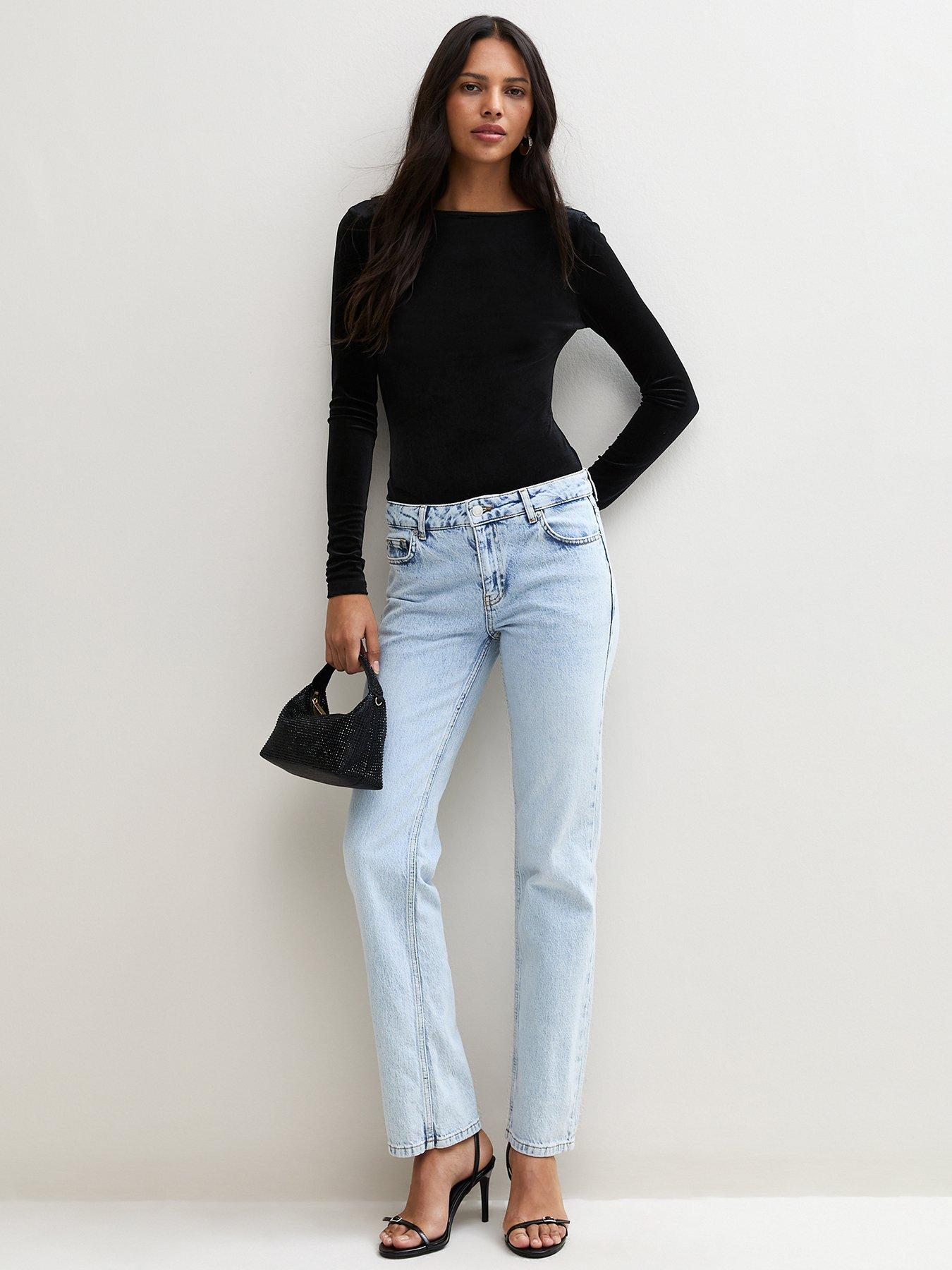 Image 3 of 7 of New Look Womens Velvet Scoop Back Long Sleeve Bodysuit - Black