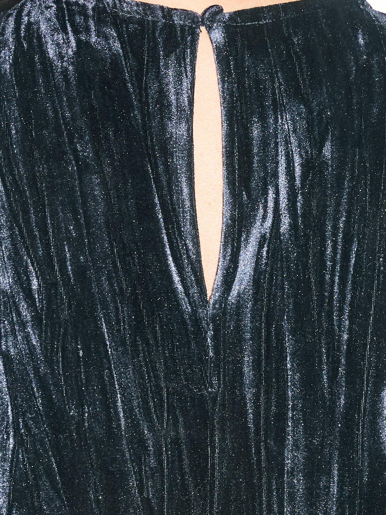 Image 6 of 6 of New Look Womens Crinkled Velvet Plain T-Shirt - Blue
