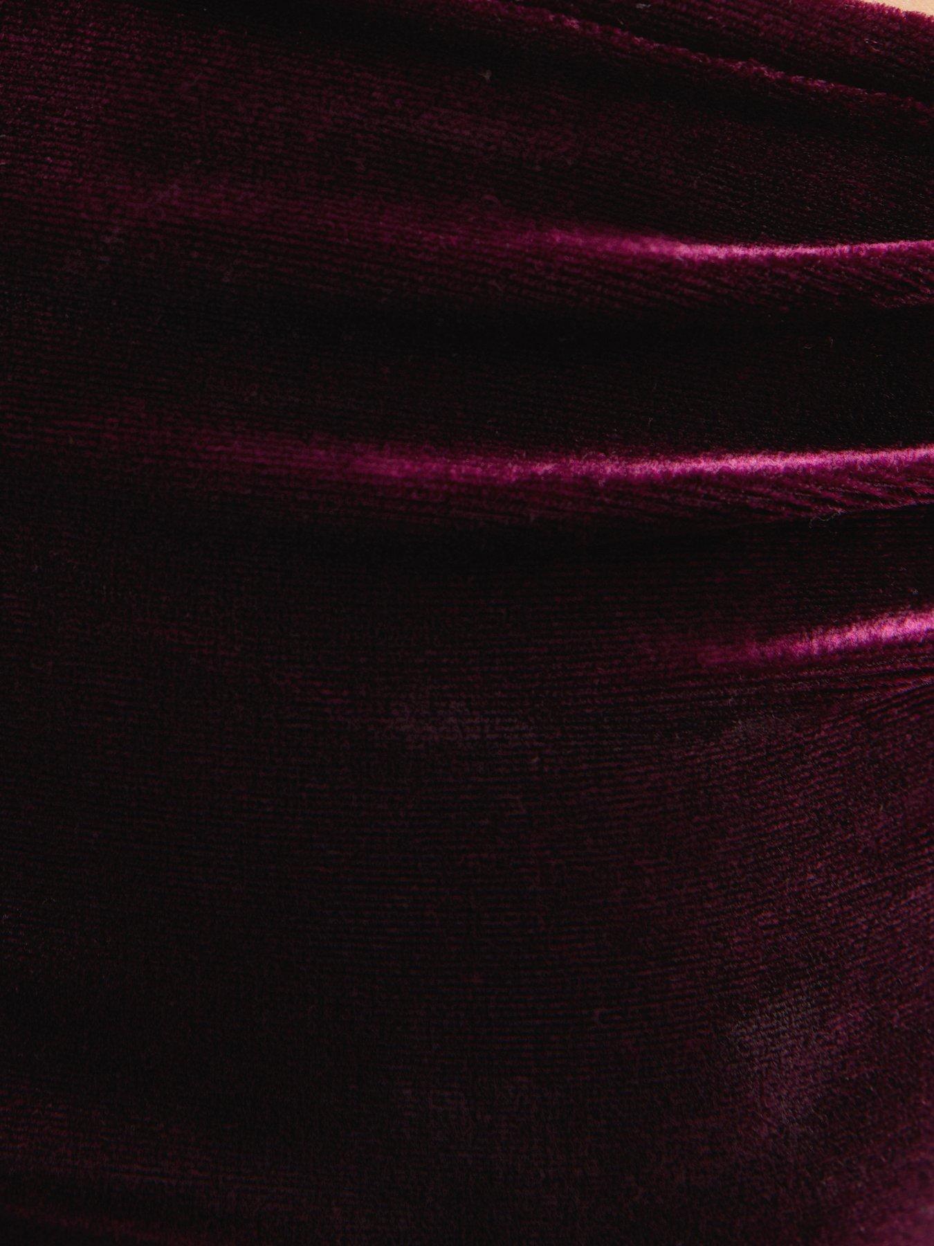 Image 5 of 5 of New Look Womens Fallen Shoulder Velvet Bodysuit - Burgundy