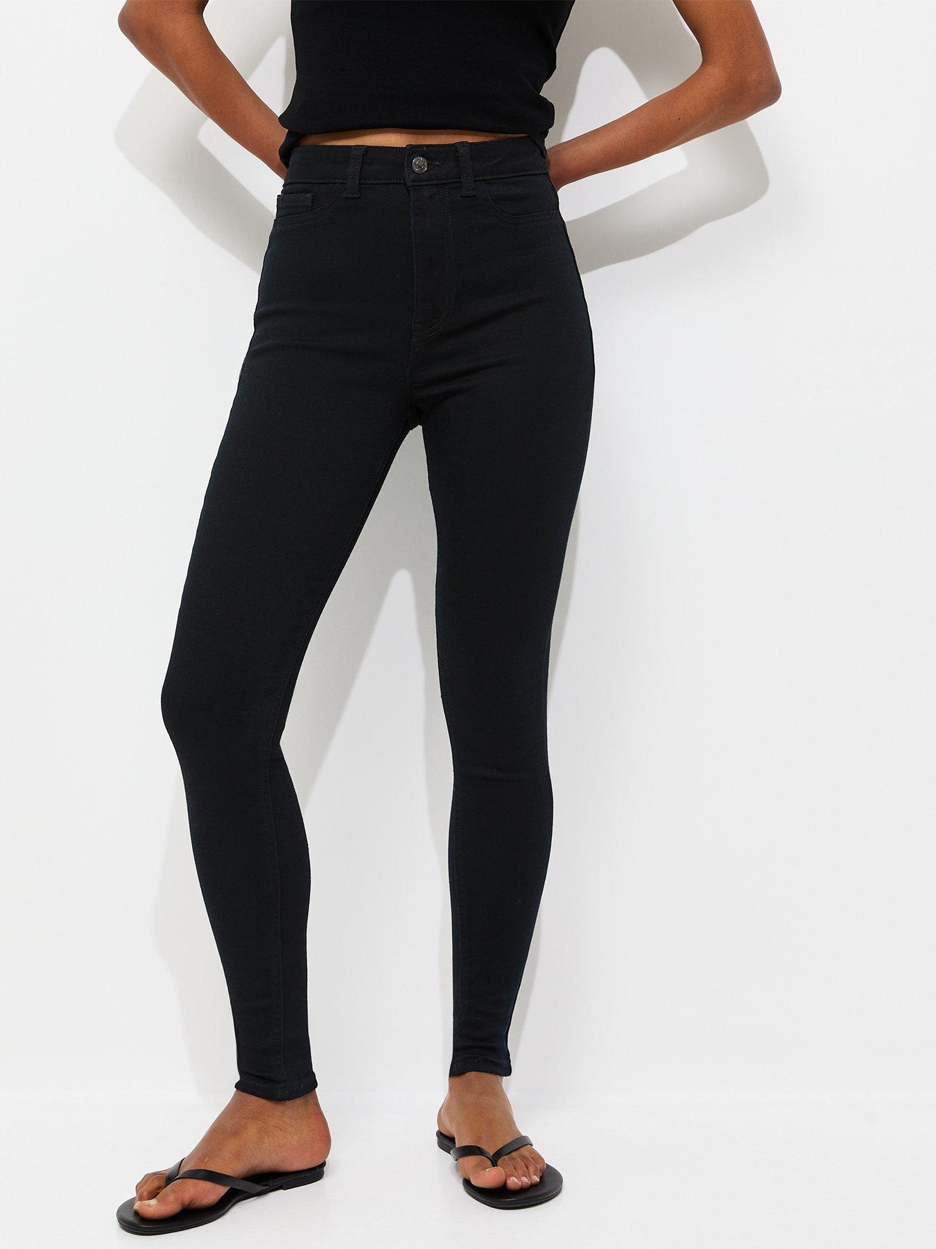 Image 1 of 5 of New Look Womens Hallie Stay Black High Waist Super Skinny Jeans - Black