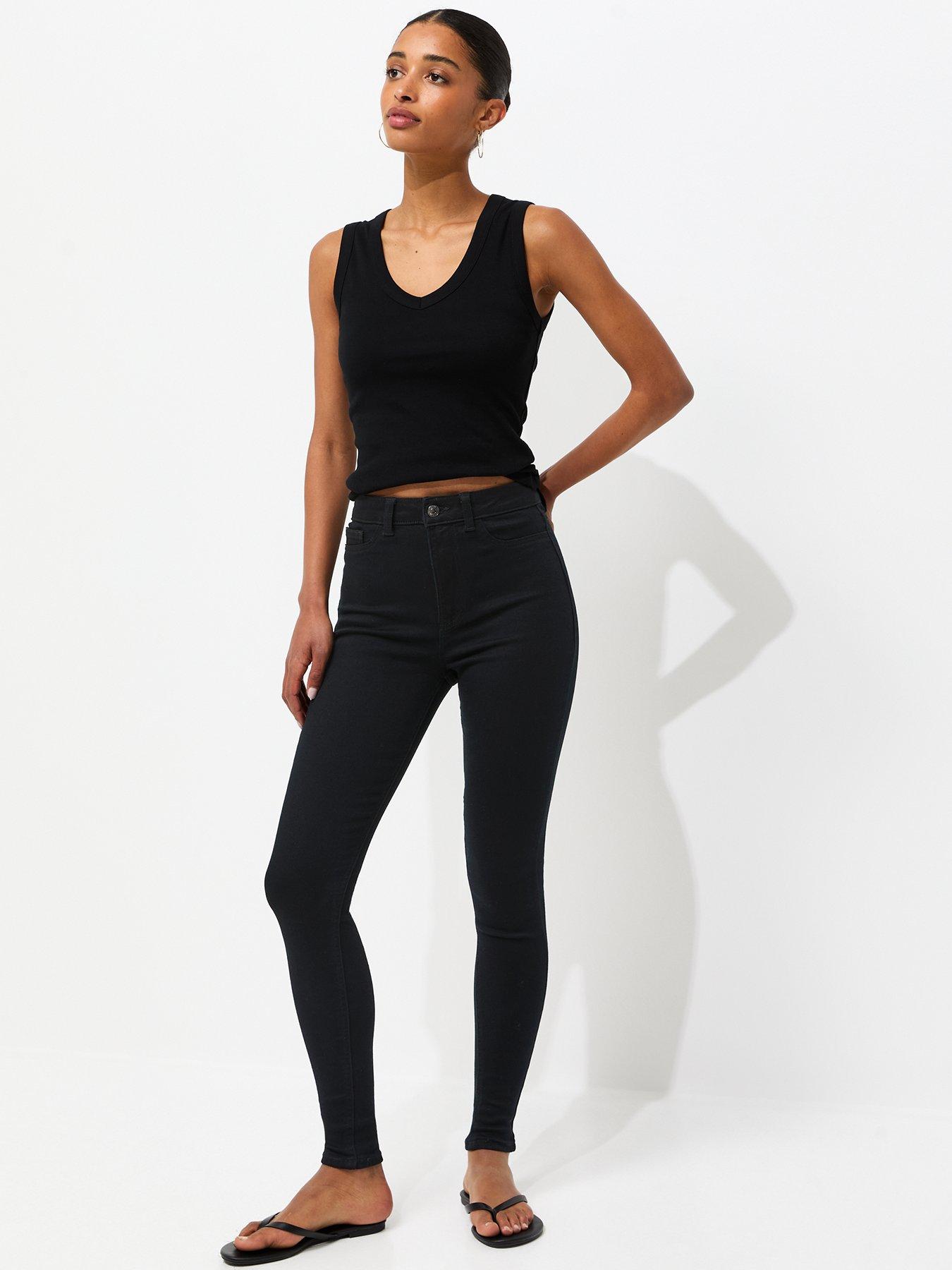 Image 3 of 5 of New Look Womens Hallie Stay Black High Waist Super Skinny Jeans - Black