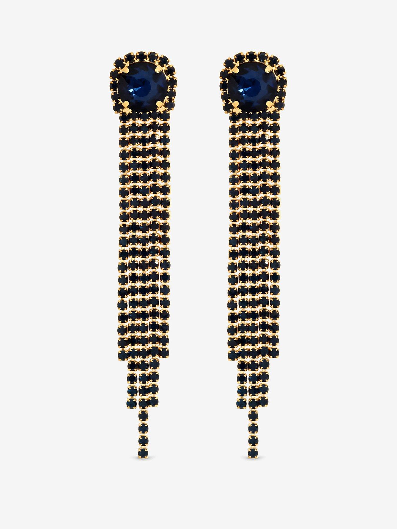 Mood Mood Gold Plated Sapphire Drop Earrings