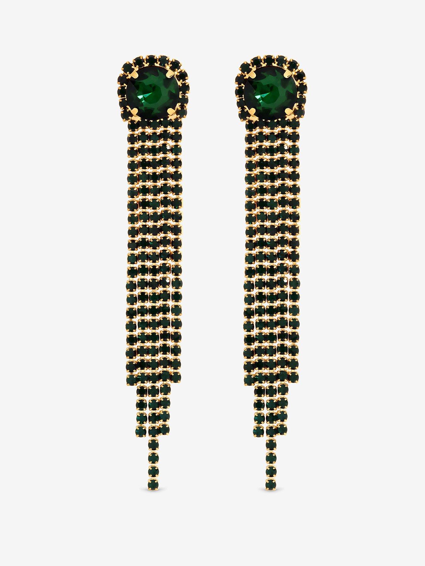 Mood Mood Gold Plated Emerald Drop Earringd