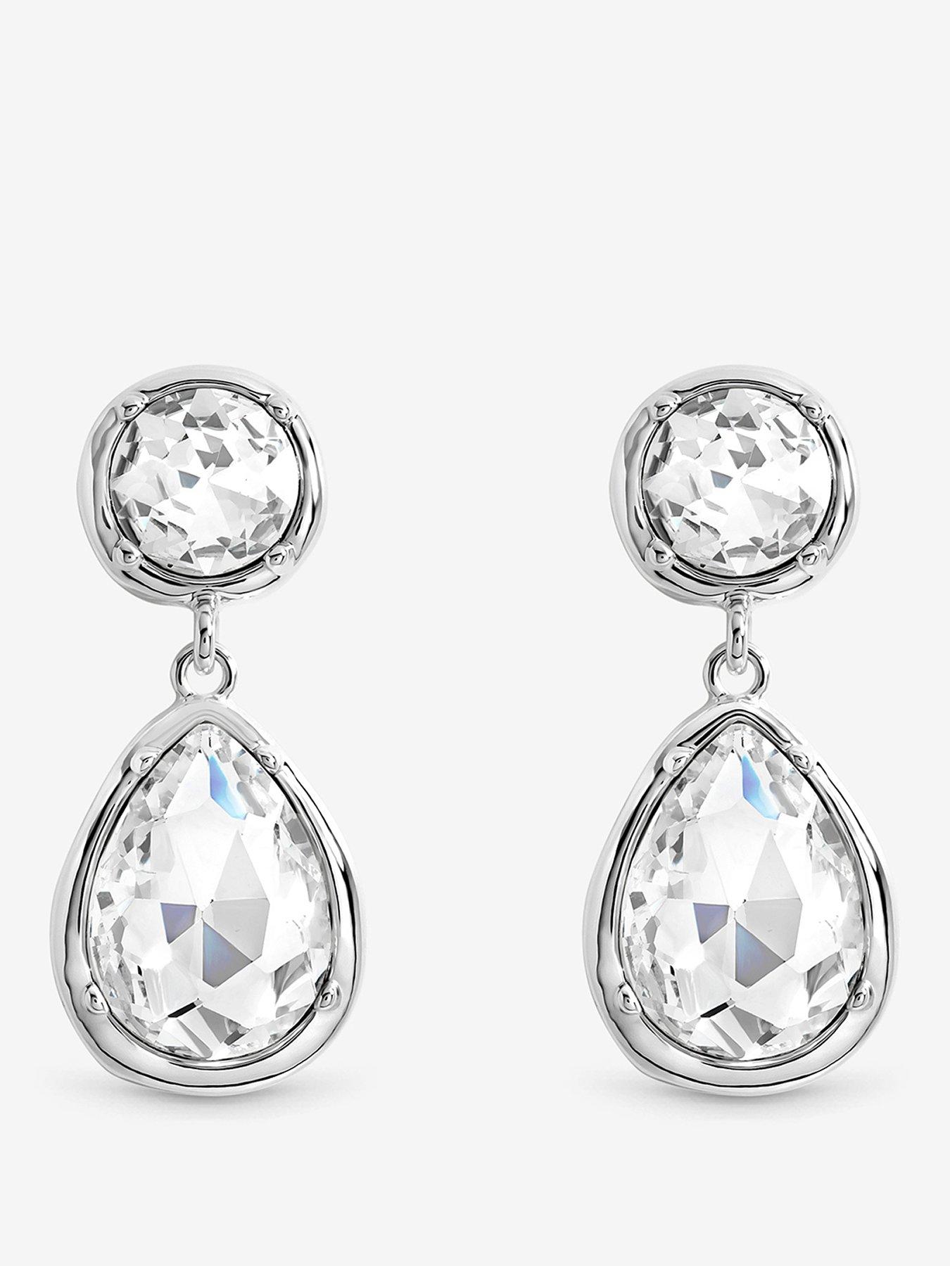 Mood Mood Silver Plated And Crystal Multi Stone Drop Earrings