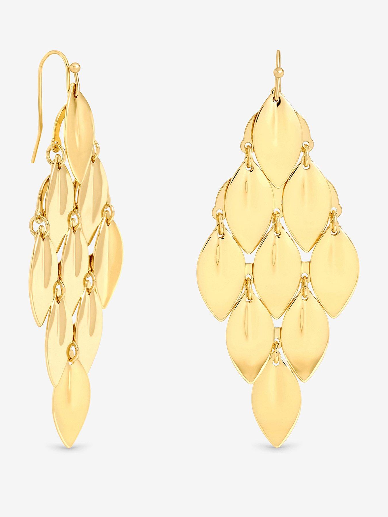 Mood Mood Gold Plated And Polished Graduated Diamond Drop Earrings