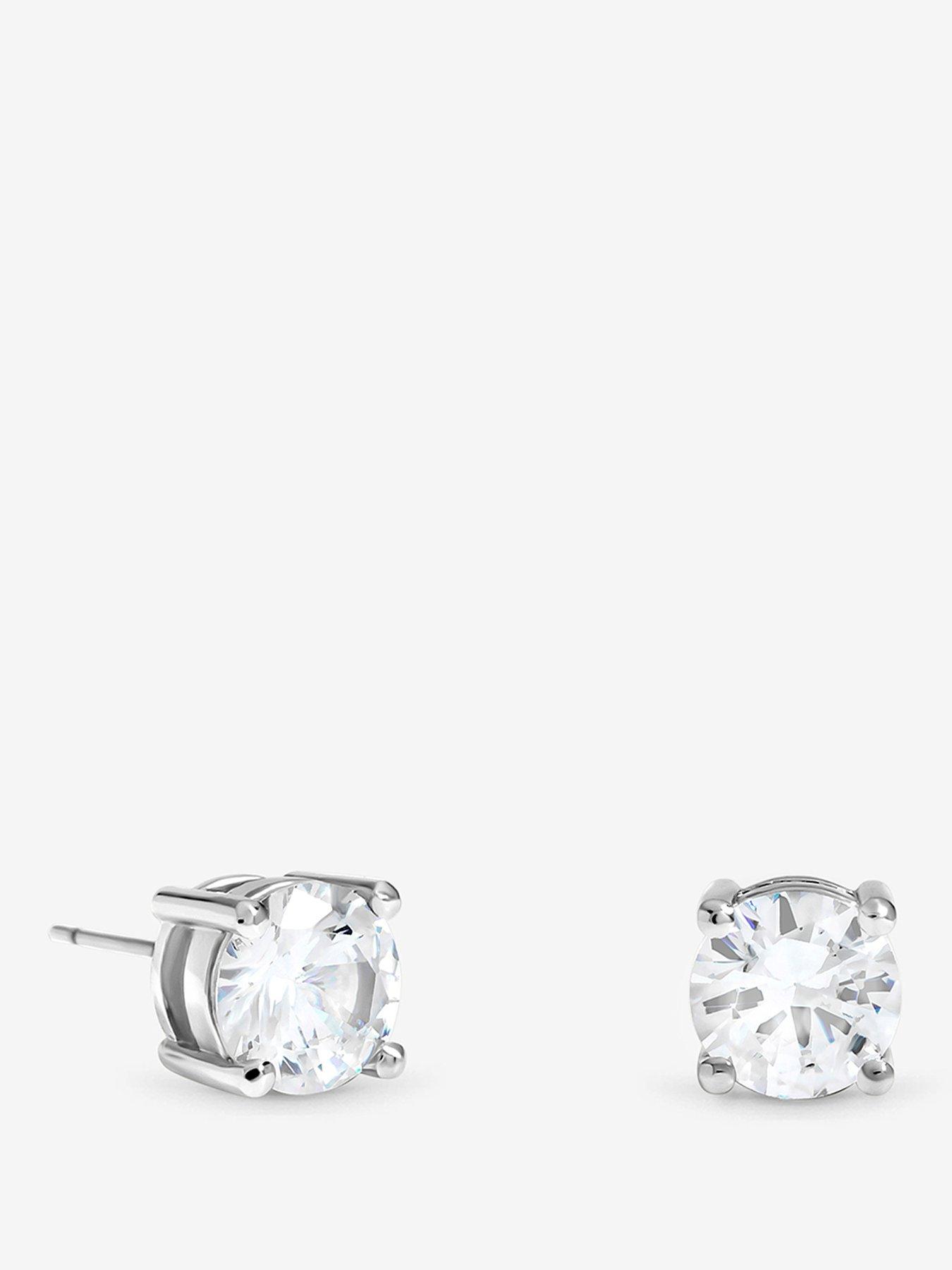Mood Mood Silver Plate Claw Set Crystal Stud Earring