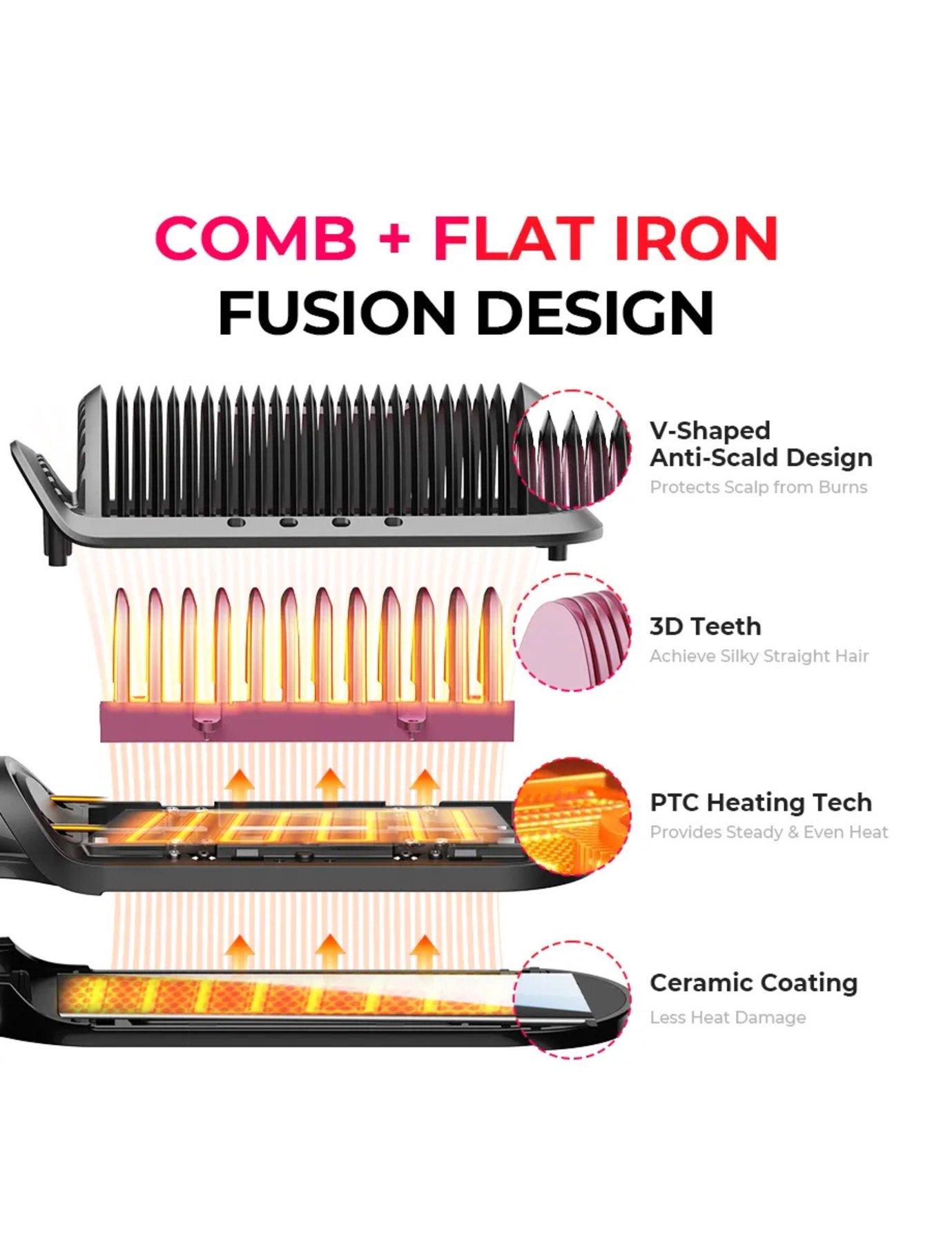 Image 7 of 7 of Tymo Flipro Hair Straightening Iron & Comb - Pink Shimmer