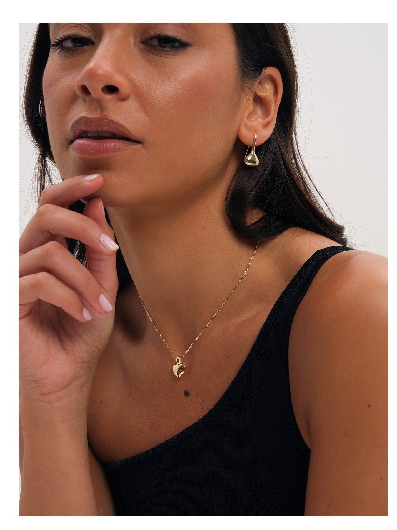 Inicio Inicio Gold Polished Puff Heart Pendant