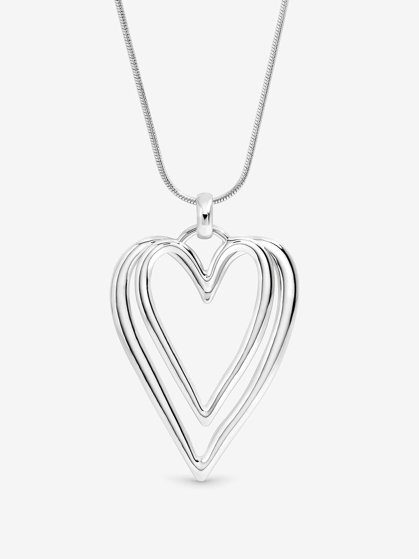 Mood MOOD SILVER PLATE SNAKE CHAIN OPEN HEART PENDANT