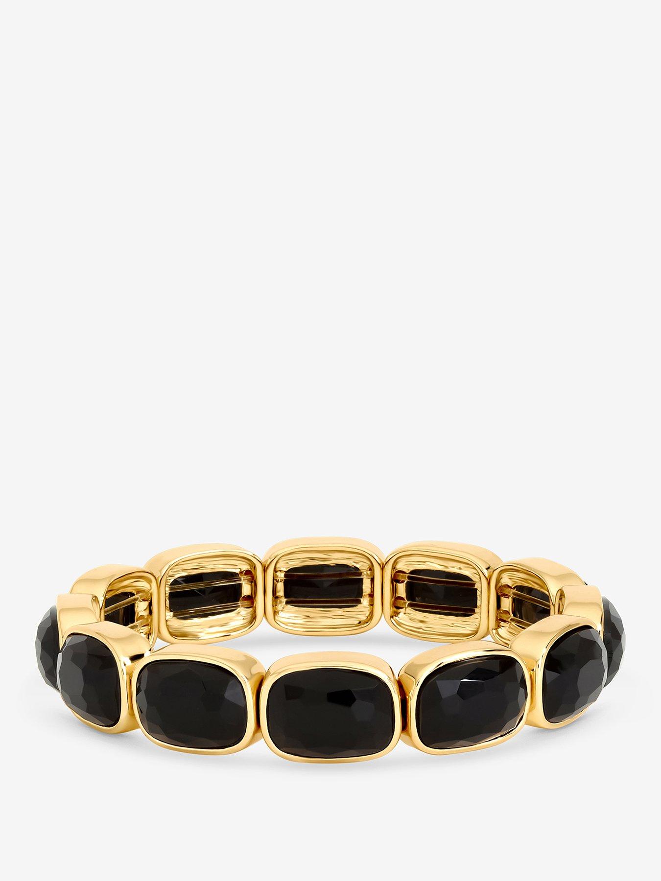 Mood Mood Gold Plated And Jet Stretch Bracelet