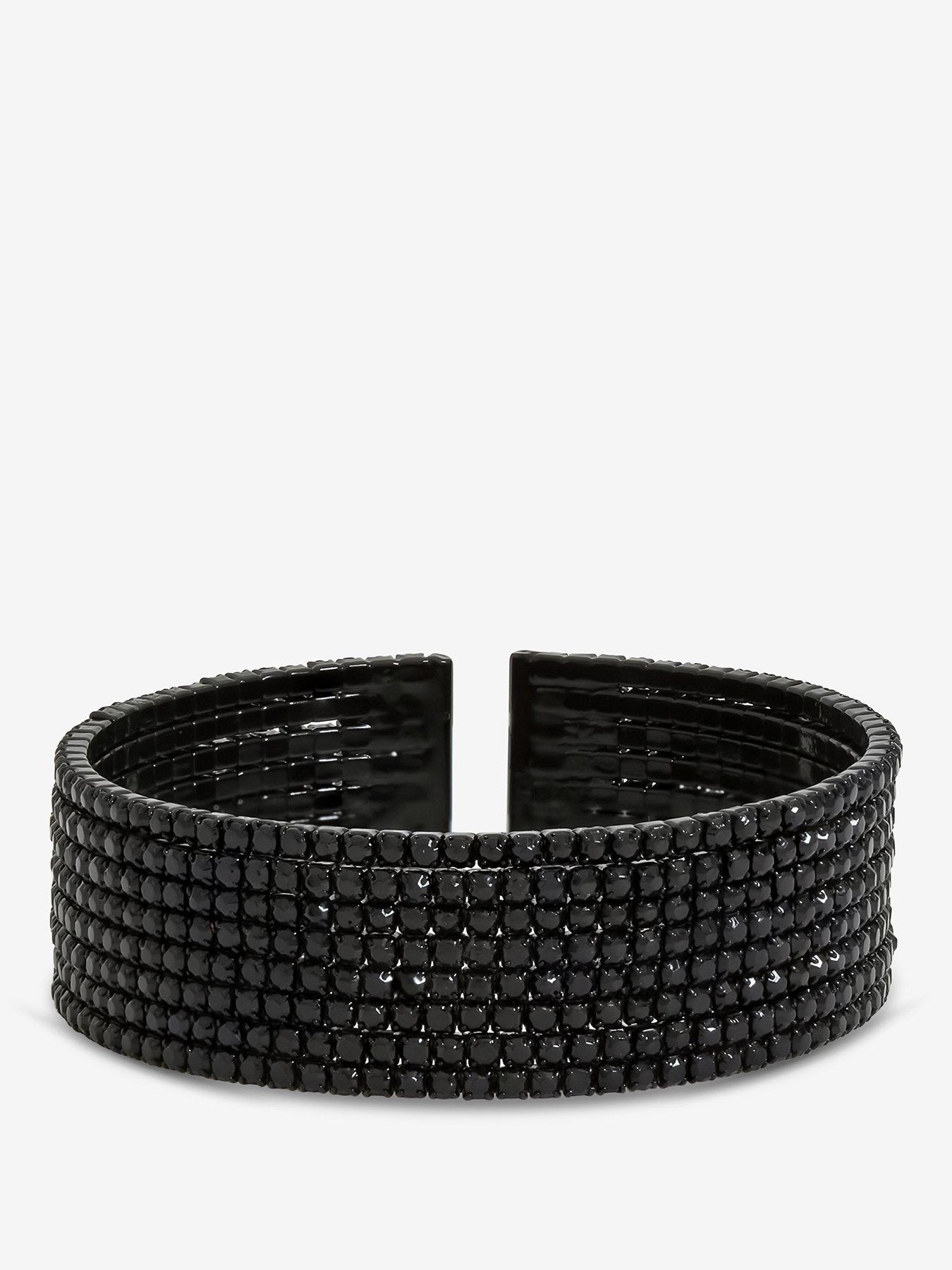 Image 1 of 1 of Mood MOOD JET CRYSTAL CUFF BRACELET