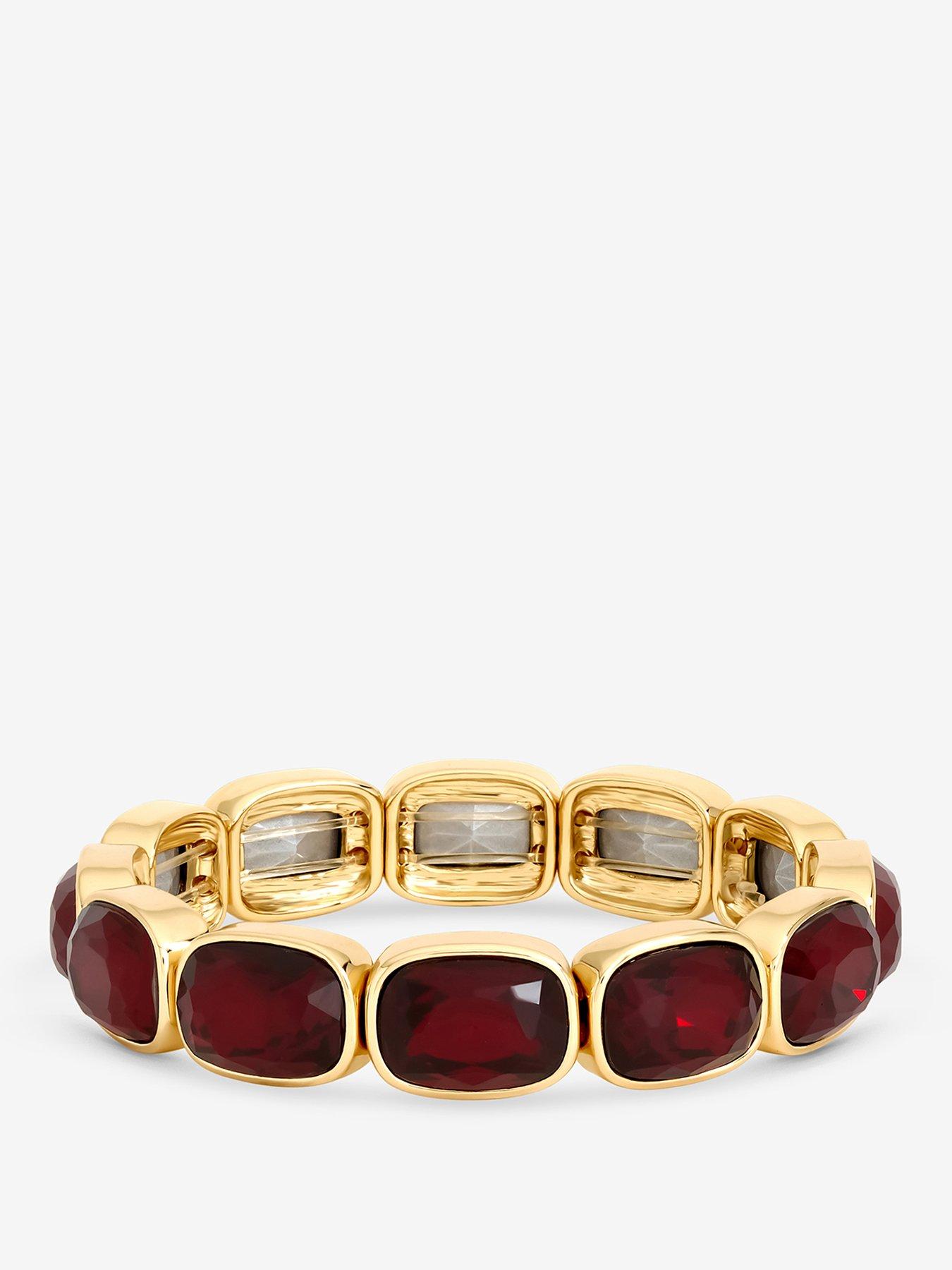 Mood Mood Gold Plated And Red Stretch Bracelet