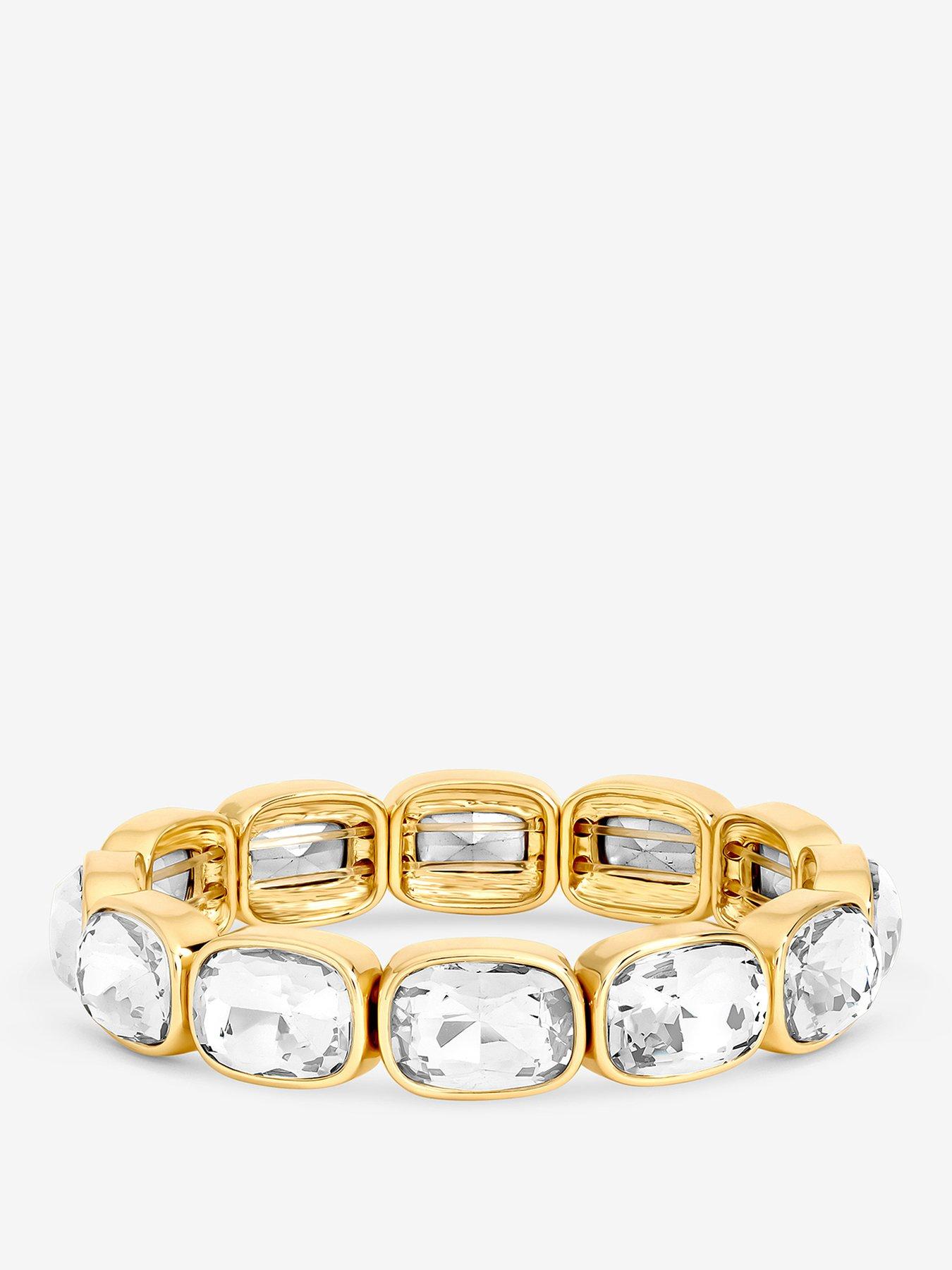 Mood Mood Gold Plated And Crystal Stretch Barcelet
