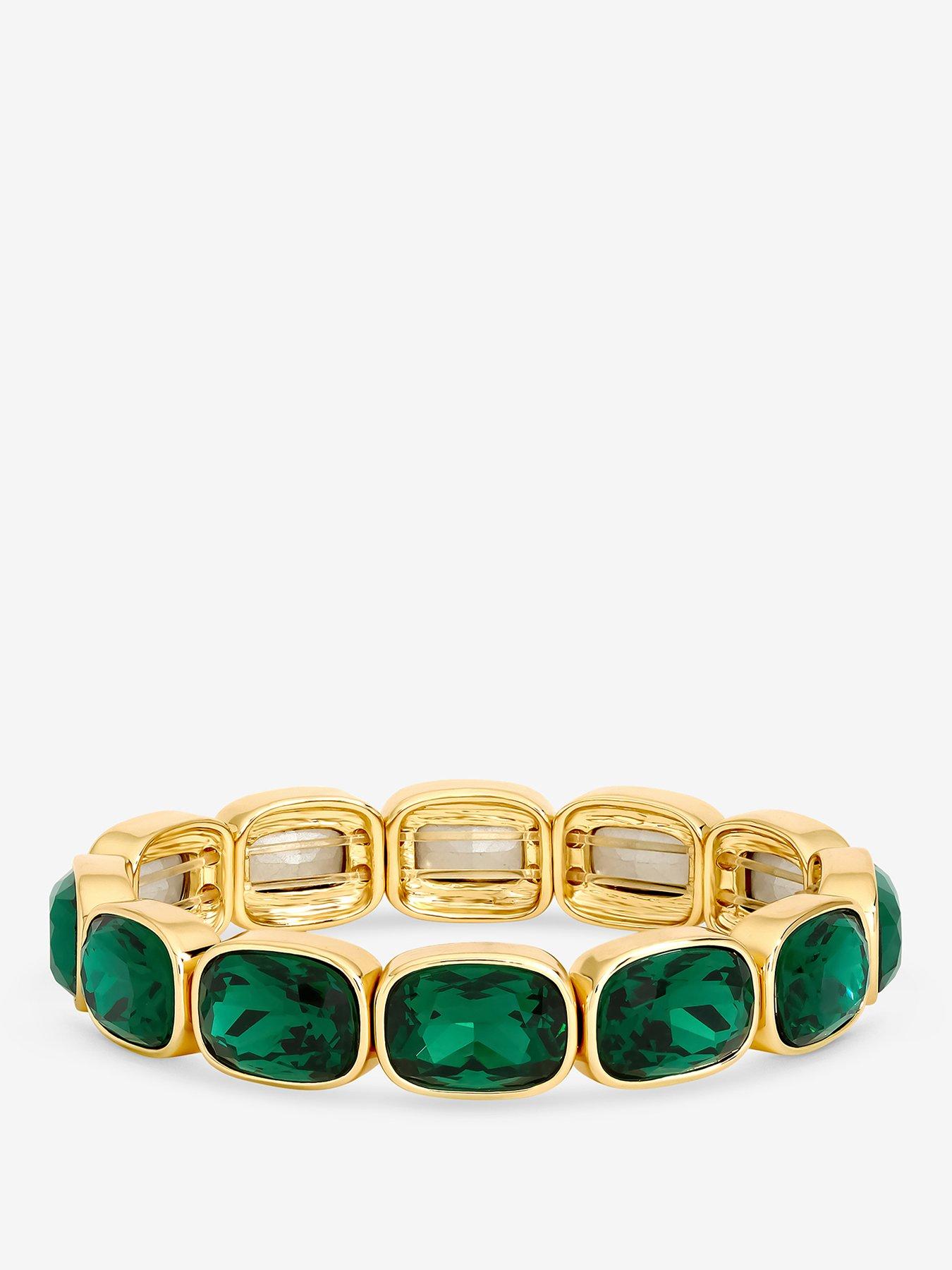 Image 1 of 3 of Mood Gold Plated And Emerald Stretch Bracelet