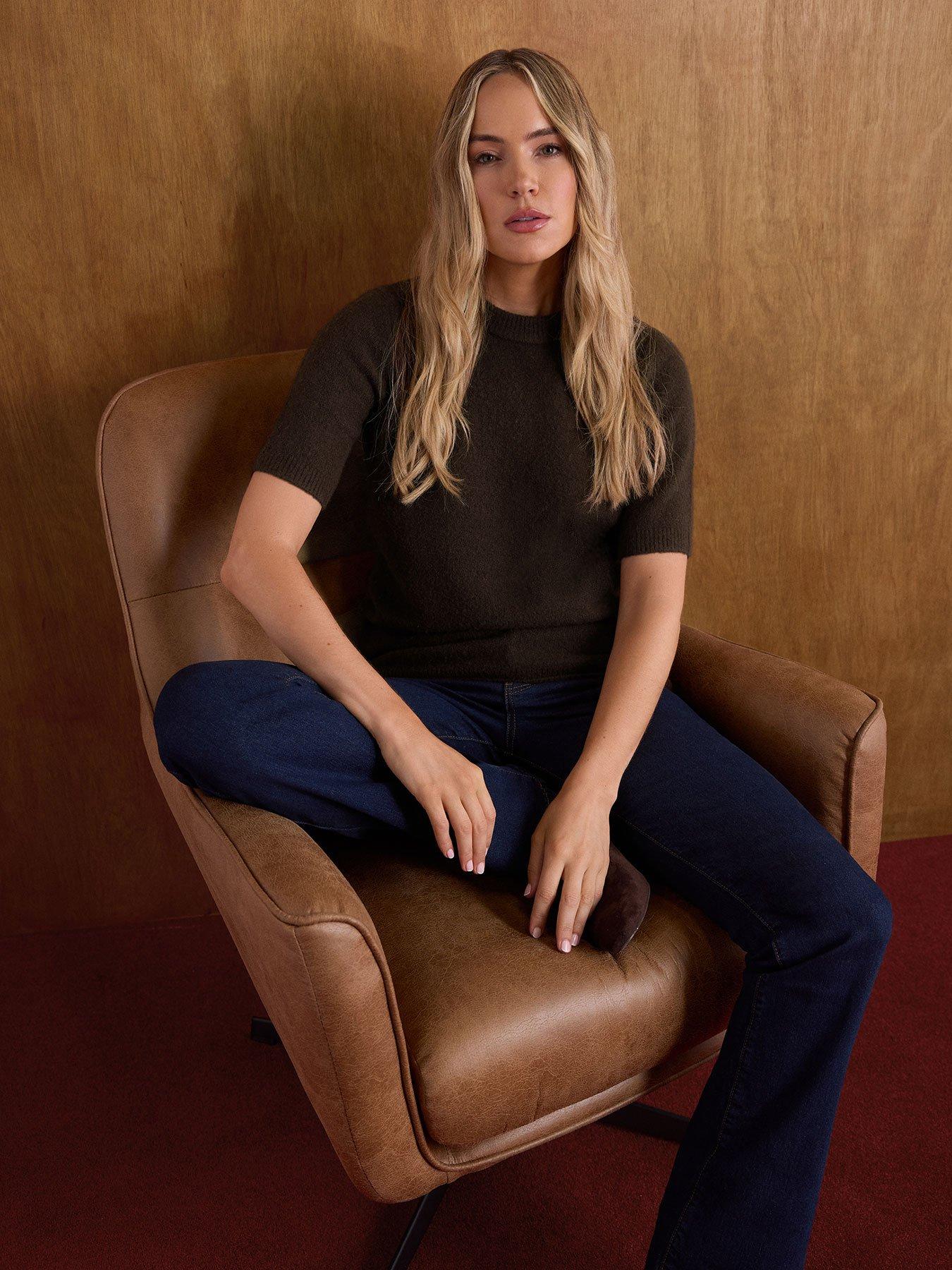 Long Tall Sally Short Sleeve Knit Jumper - Brown