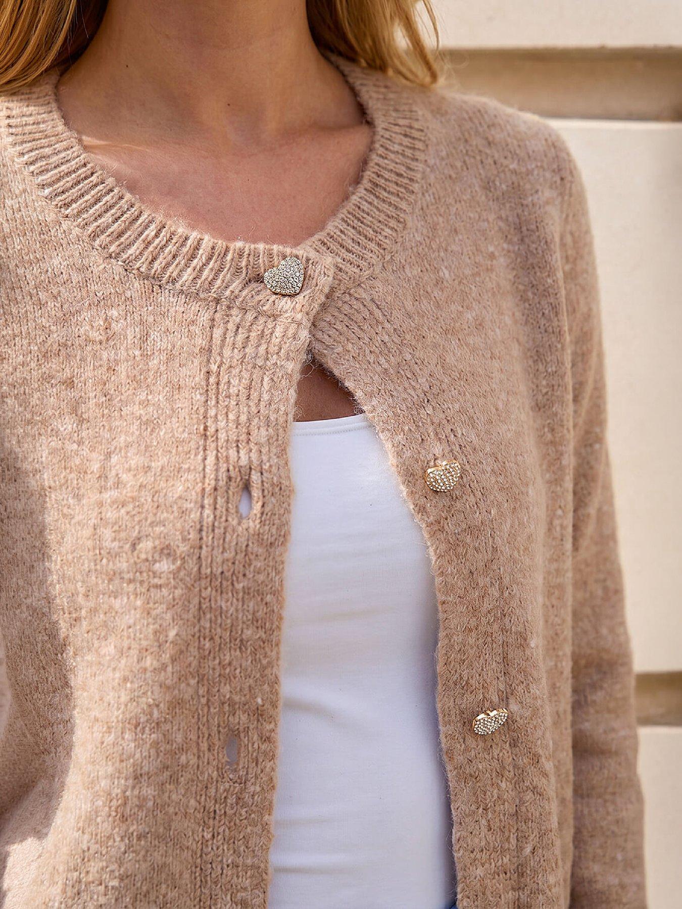 Image 4 of 4 of Roman Sparkle Knit Heart Button Cardigan