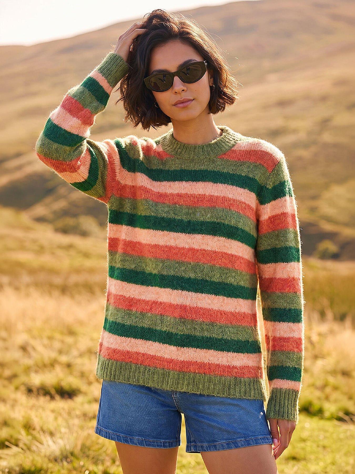 Roman Women's Orange Stripe Soft Knit Jumper In | : Size 14 - Image 7