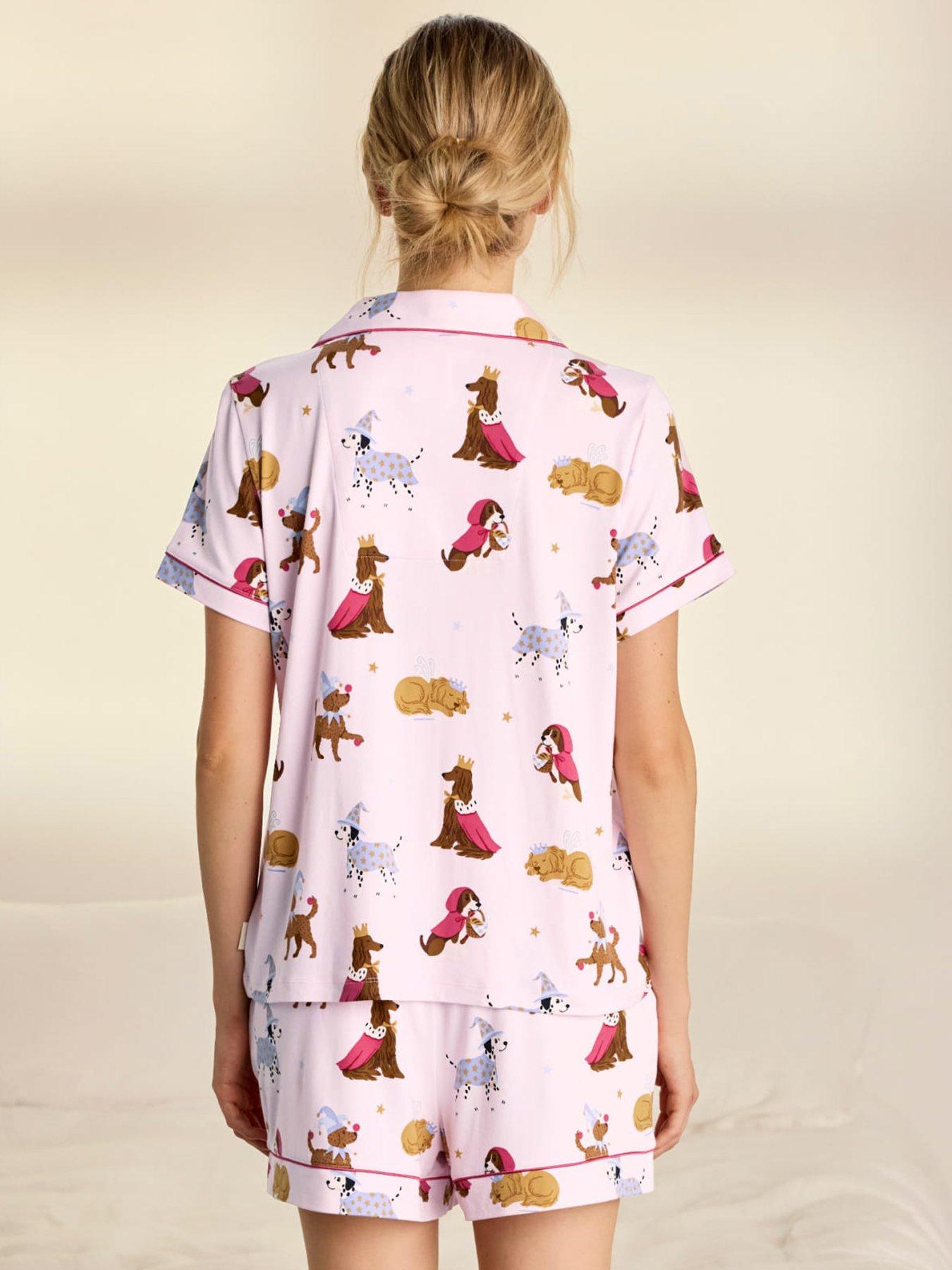 Image 2 of 6 of CHELSEA PEERS Fairytale Dogs Print Short Pyjama Set - Pink