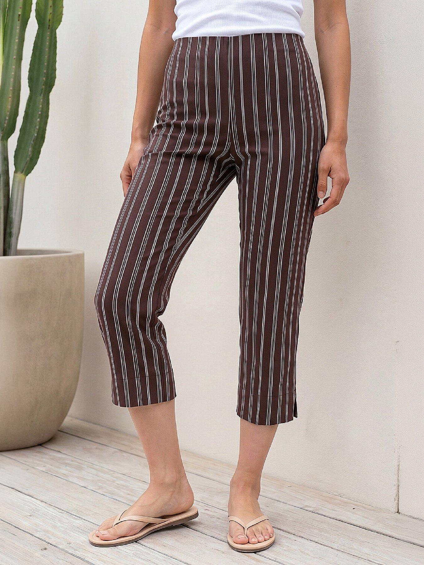 Roman Women's Petite Stripe Cropped Trouser in Chocolate | Size: 16 - Image 7