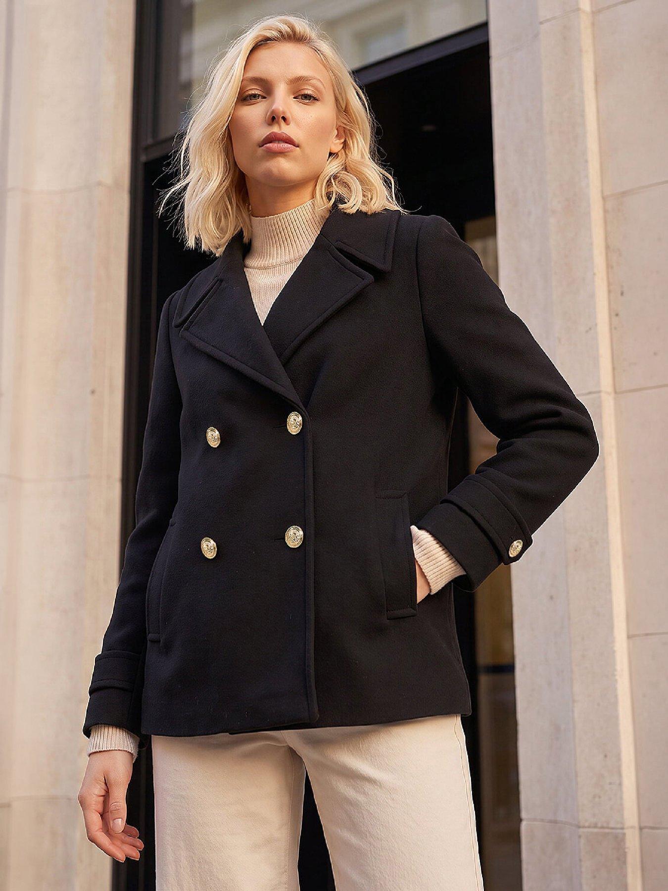 Roman Petite Revere Collar Double Breasted Coat
