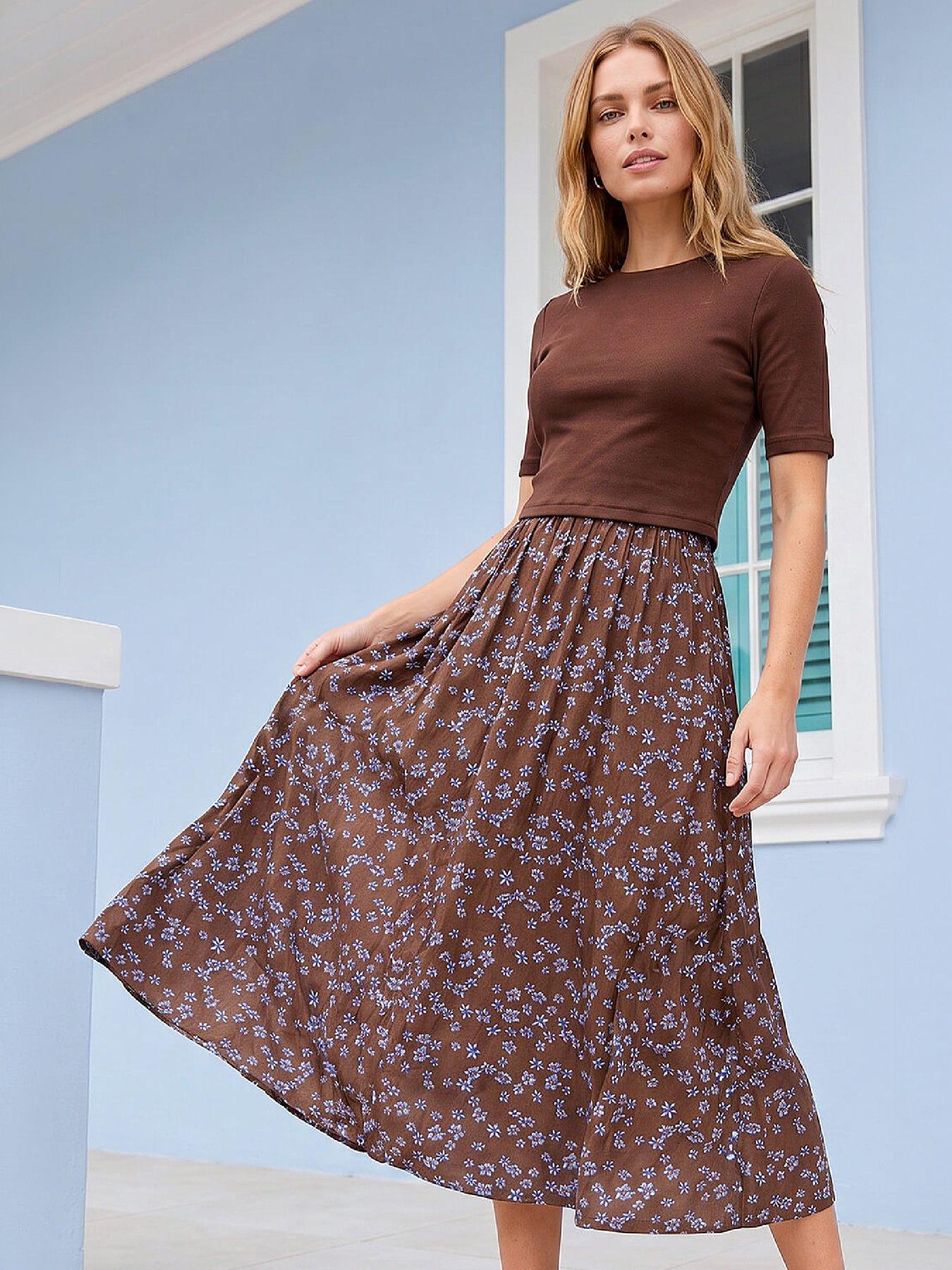 Image 1 of 4 of Roman Floral Print Knit Dress