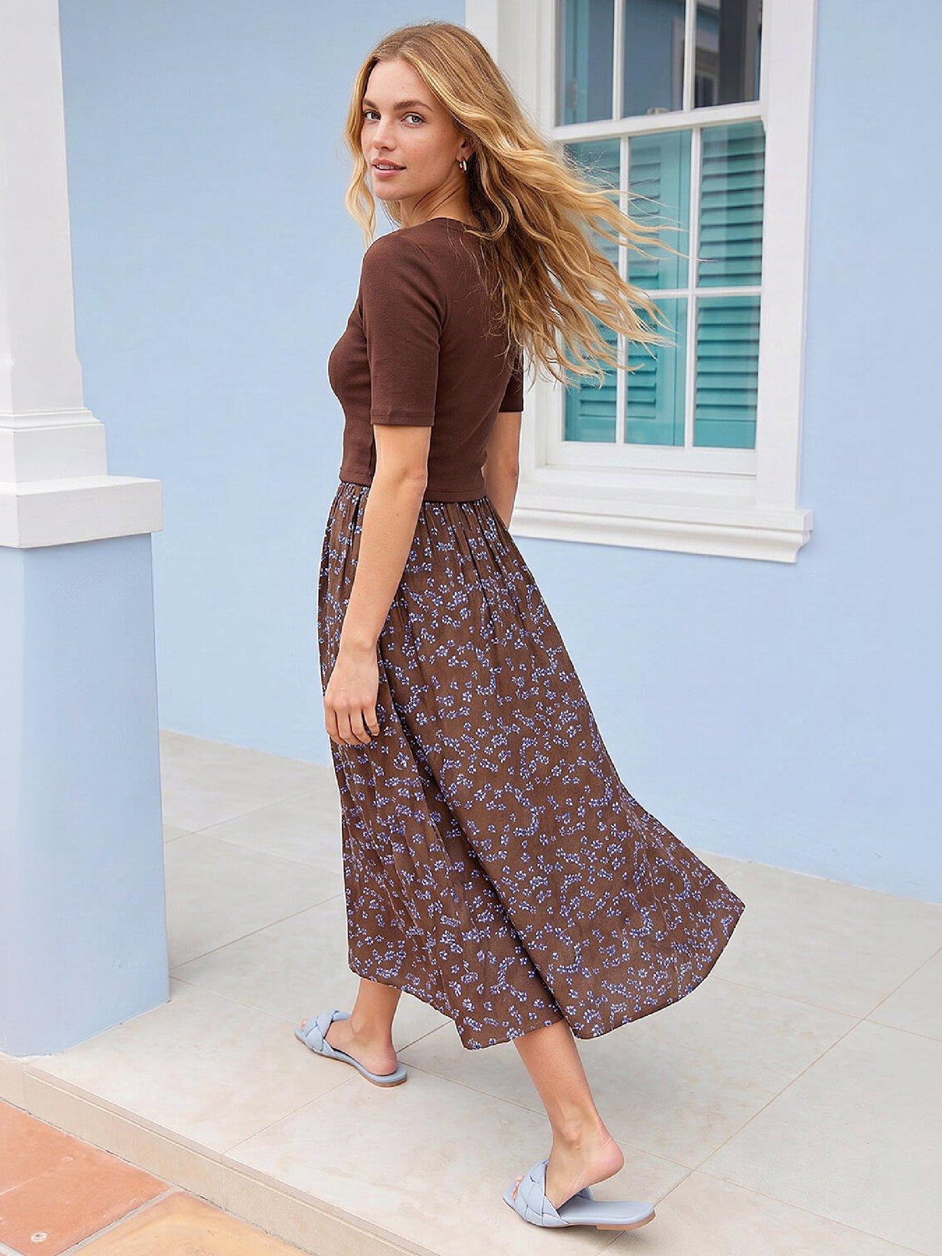 Image 3 of 4 of Roman Floral Print Knit Dress