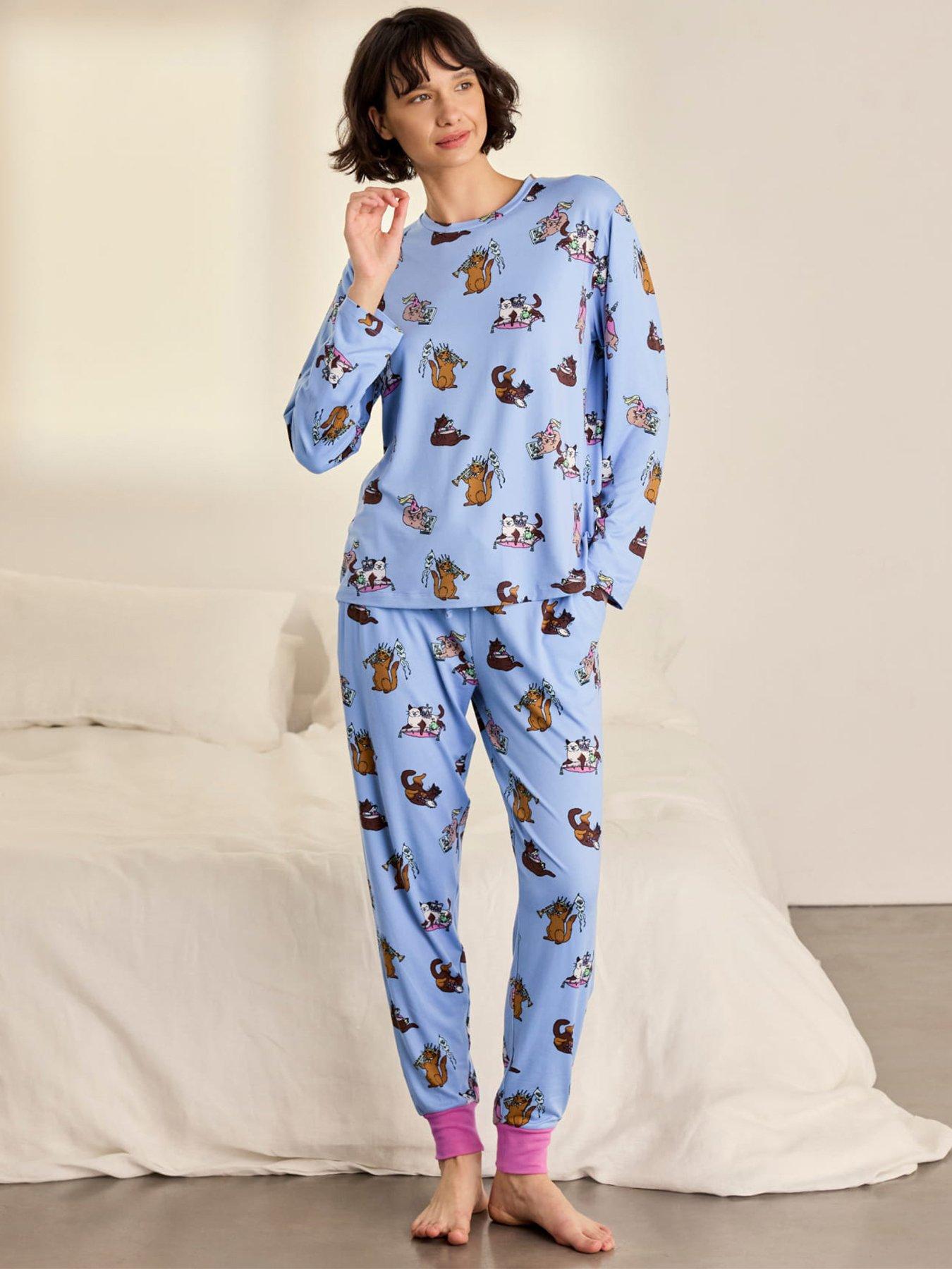Chelsea Peers Women's Long-Sleeve Crew-Neck Top and Trousers Pyjama Set - Princess Blue - Size 10 (S) - Image 3