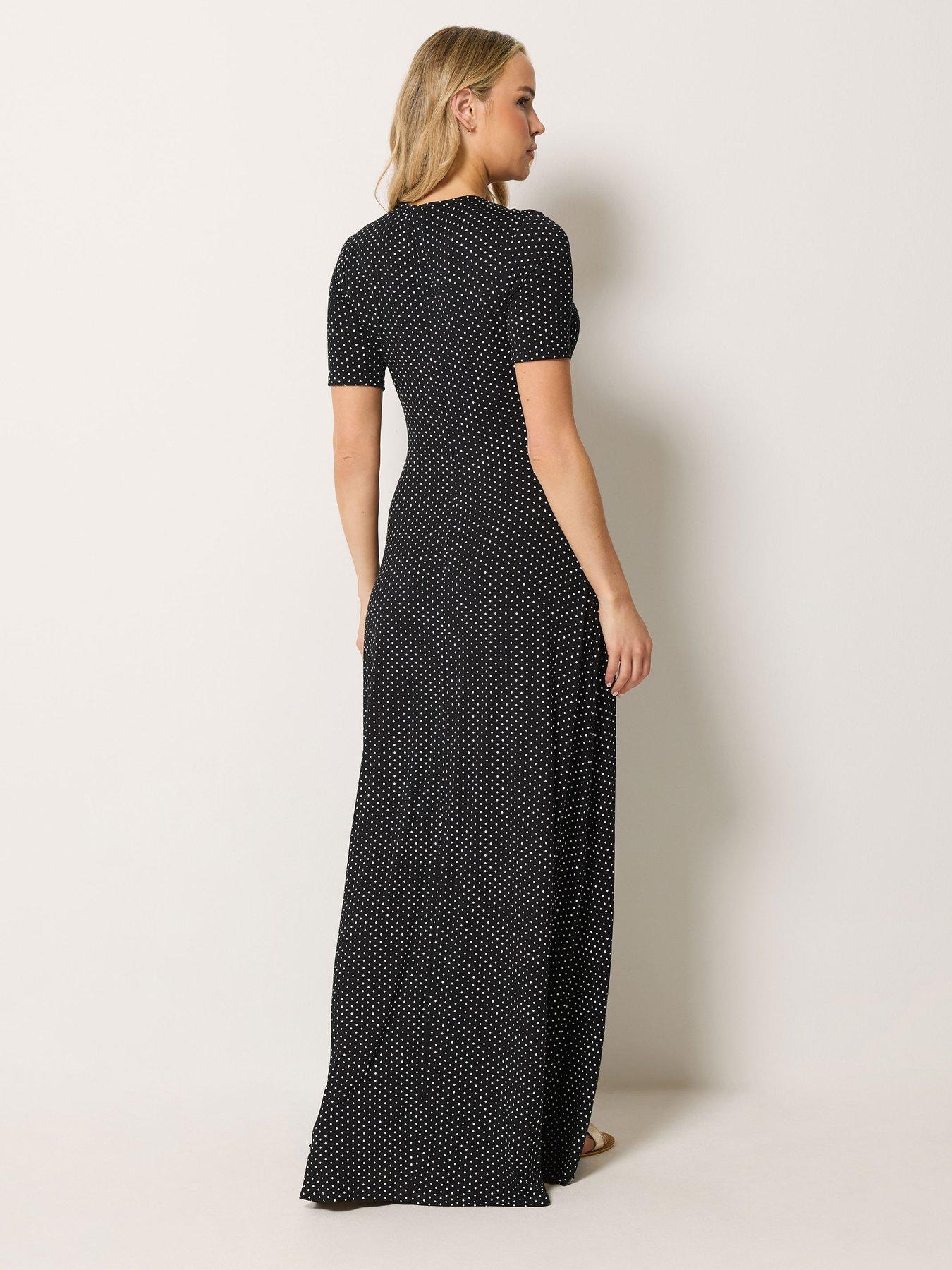 Image 2 of 4 of Long Tall Sally Spot Column Maxi Dress - Black