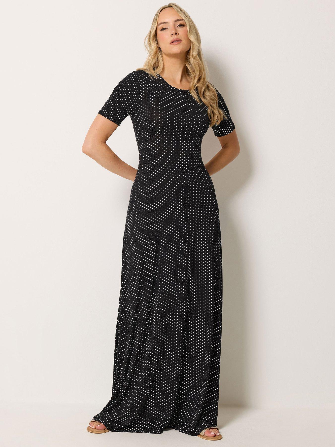Image 3 of 4 of Long Tall Sally Spot Column Maxi Dress - Black