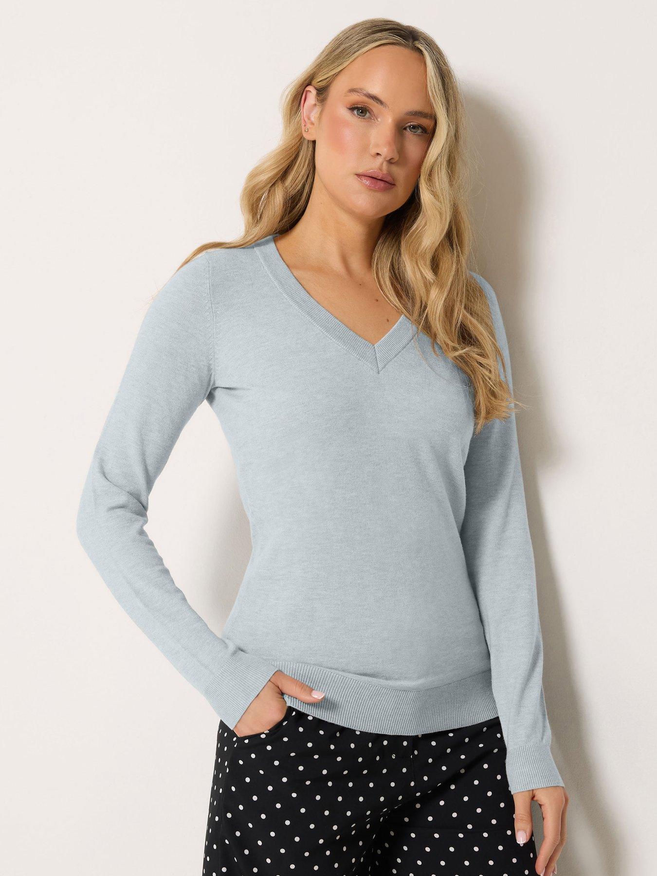 Long Tall Sally Women's Tall V Neck Fine Knit Jumper - Grey